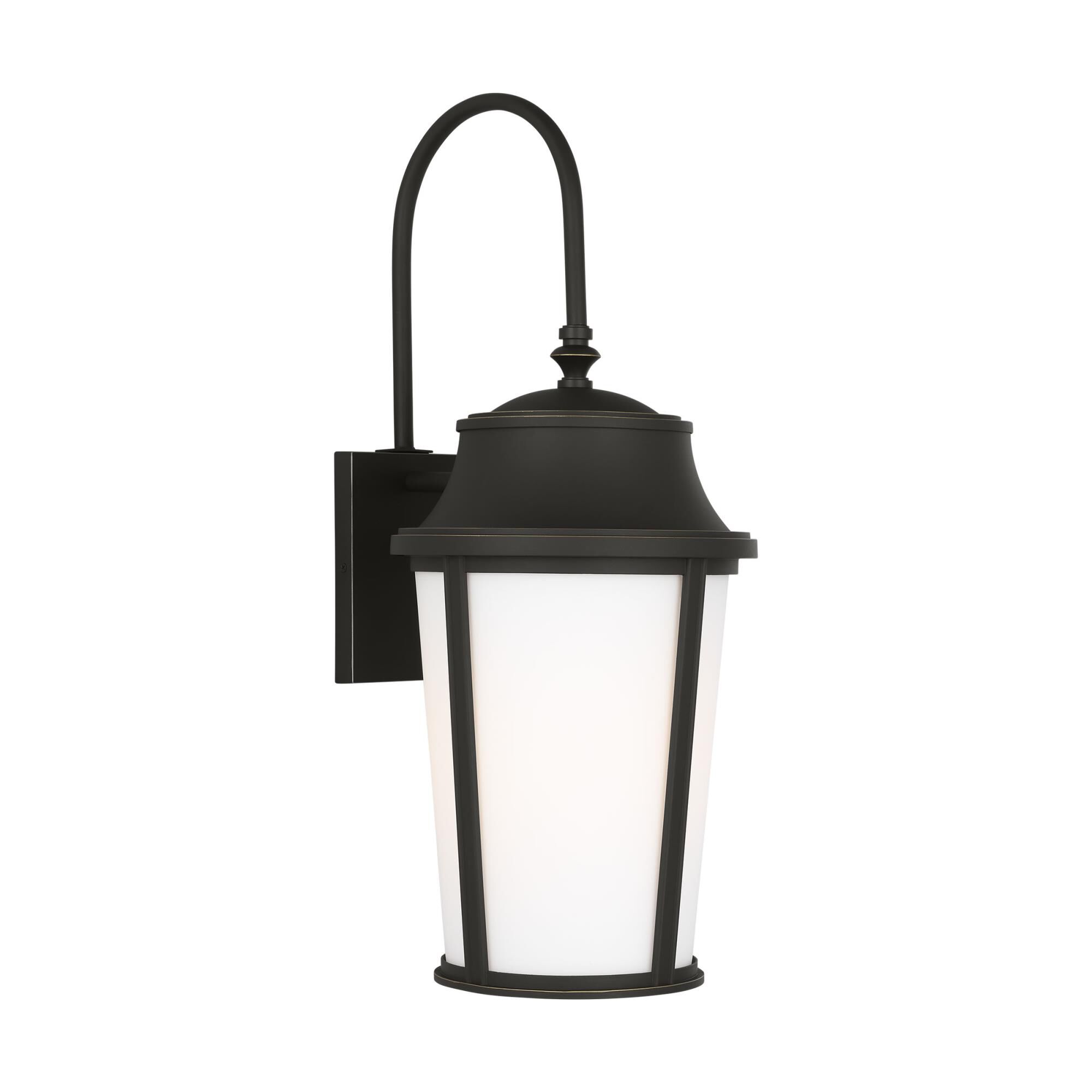 Shown in Antique Bronze finish and Etched White Glass shade