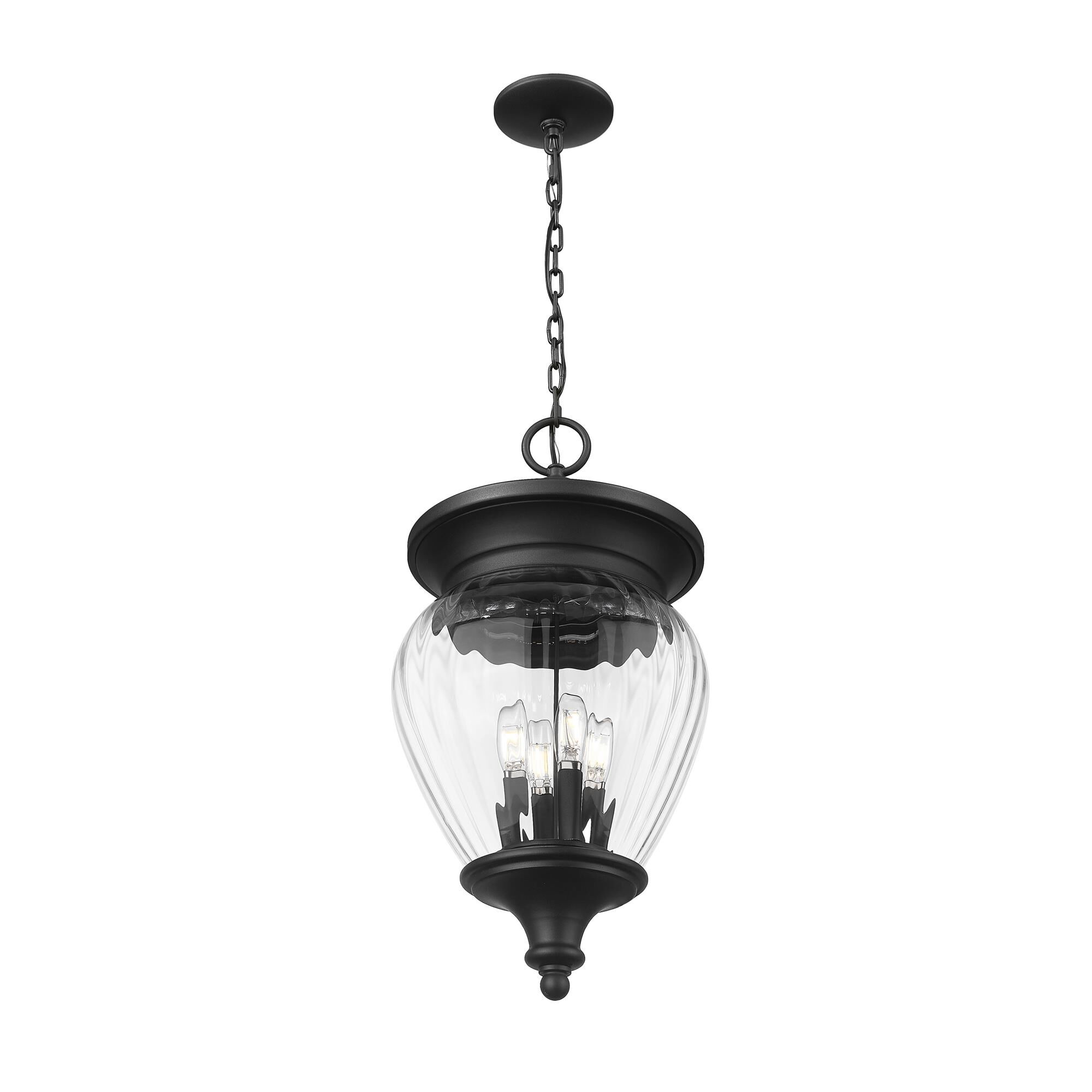 Shown in Black finish and Clear Ribbed glass and Clear Ribbed shade