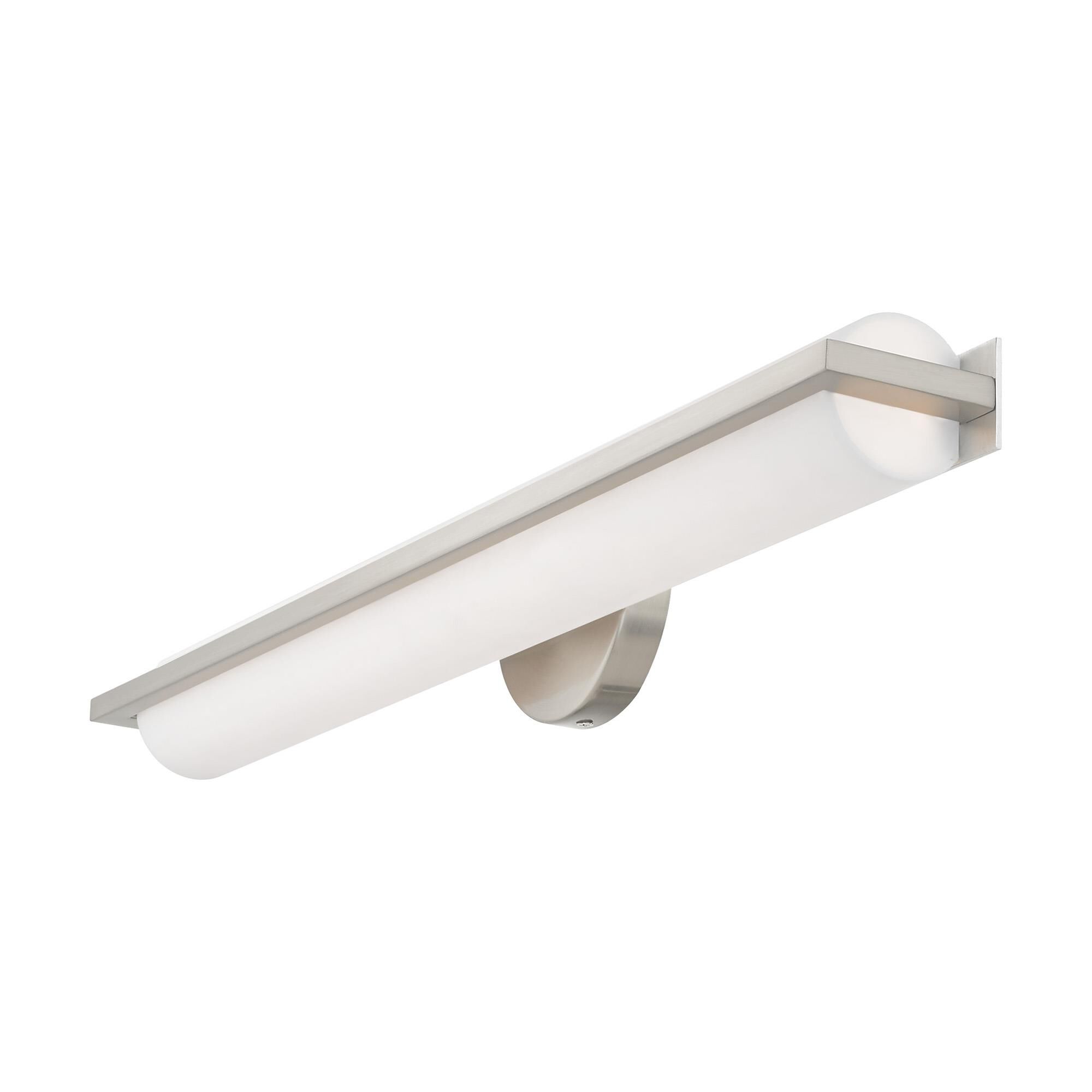 Shown in Brushed Nickel finish and Satin White Acrylic shade