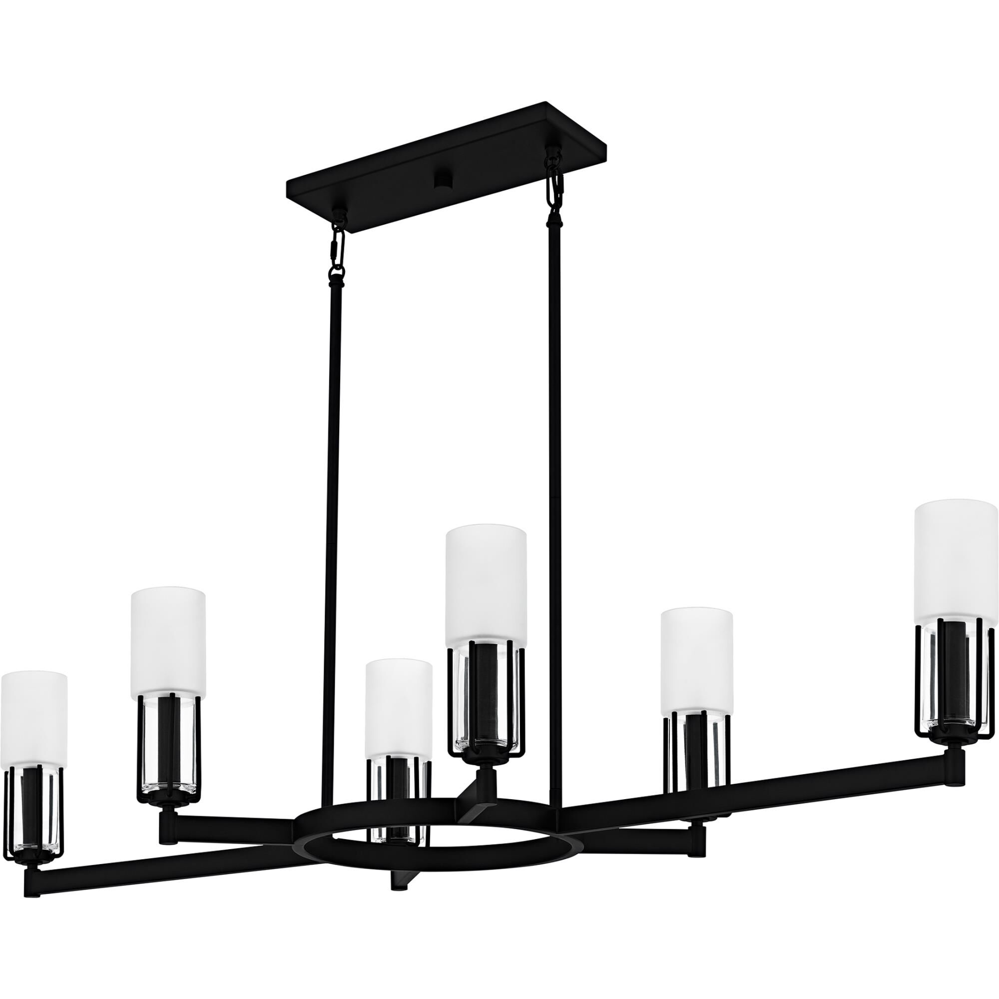 Shown in Matte Black finish and Clear Etched Glass shade