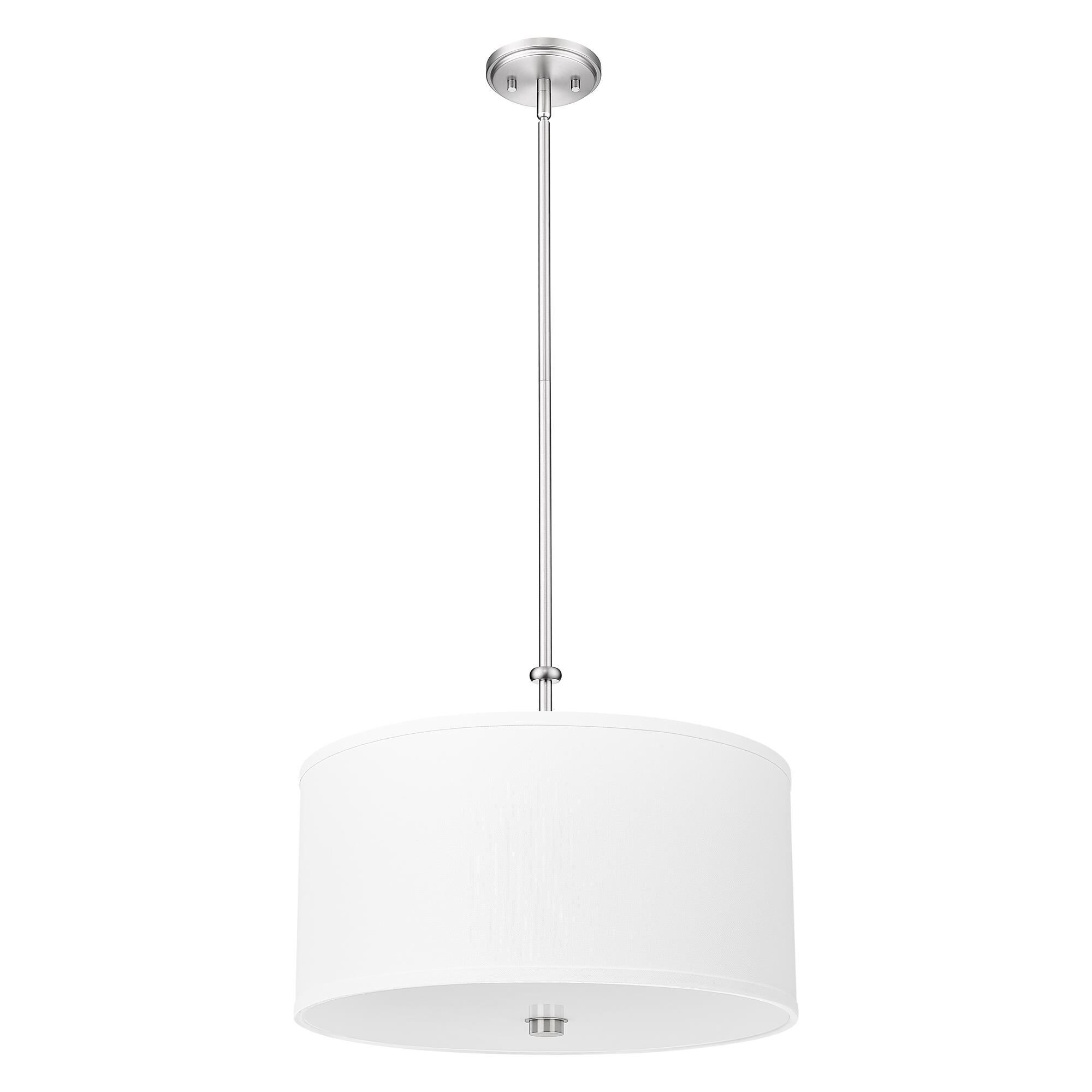 Shown in Brushed Nickel finish and White glass