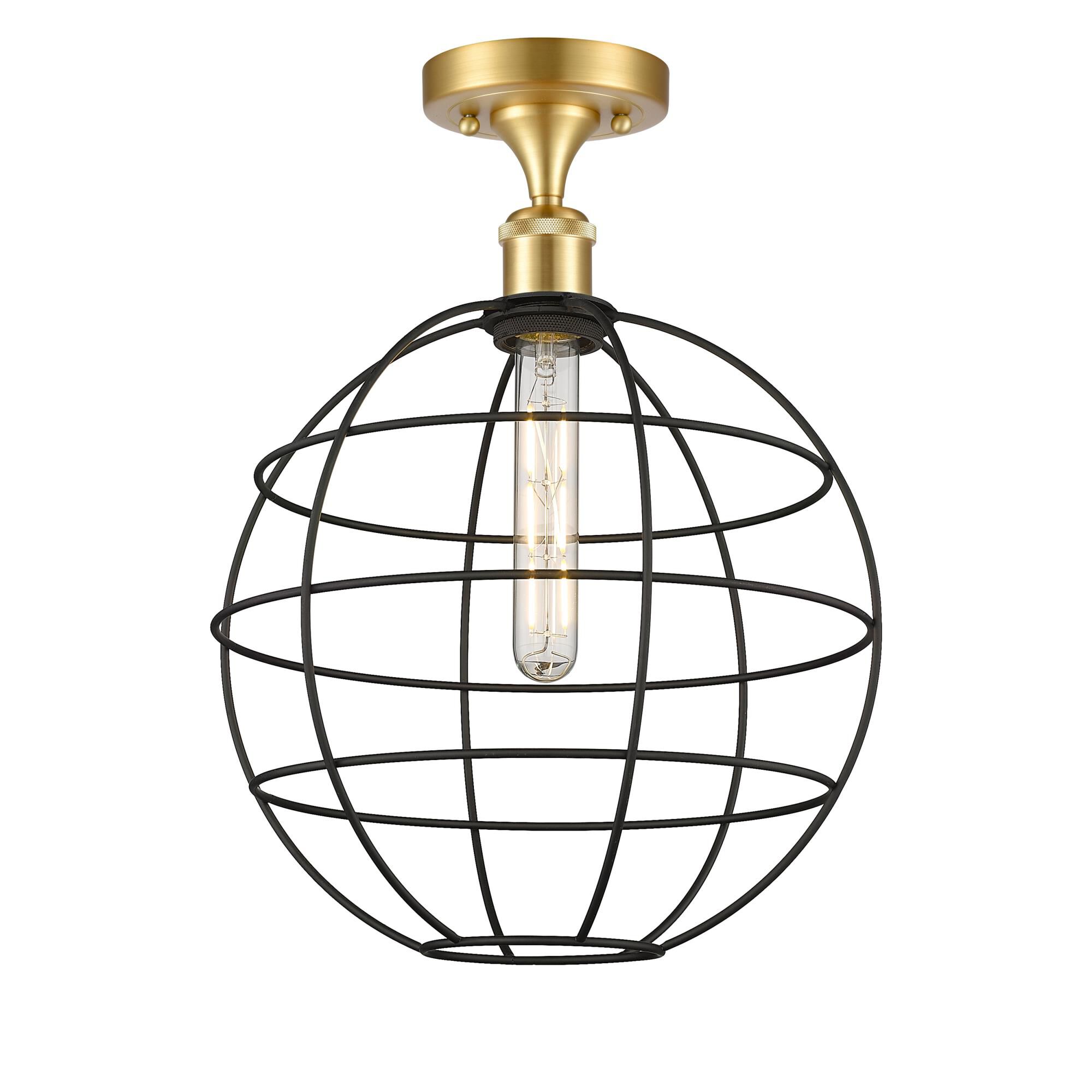 Shown in Satin Gold finish and Matte Black shade