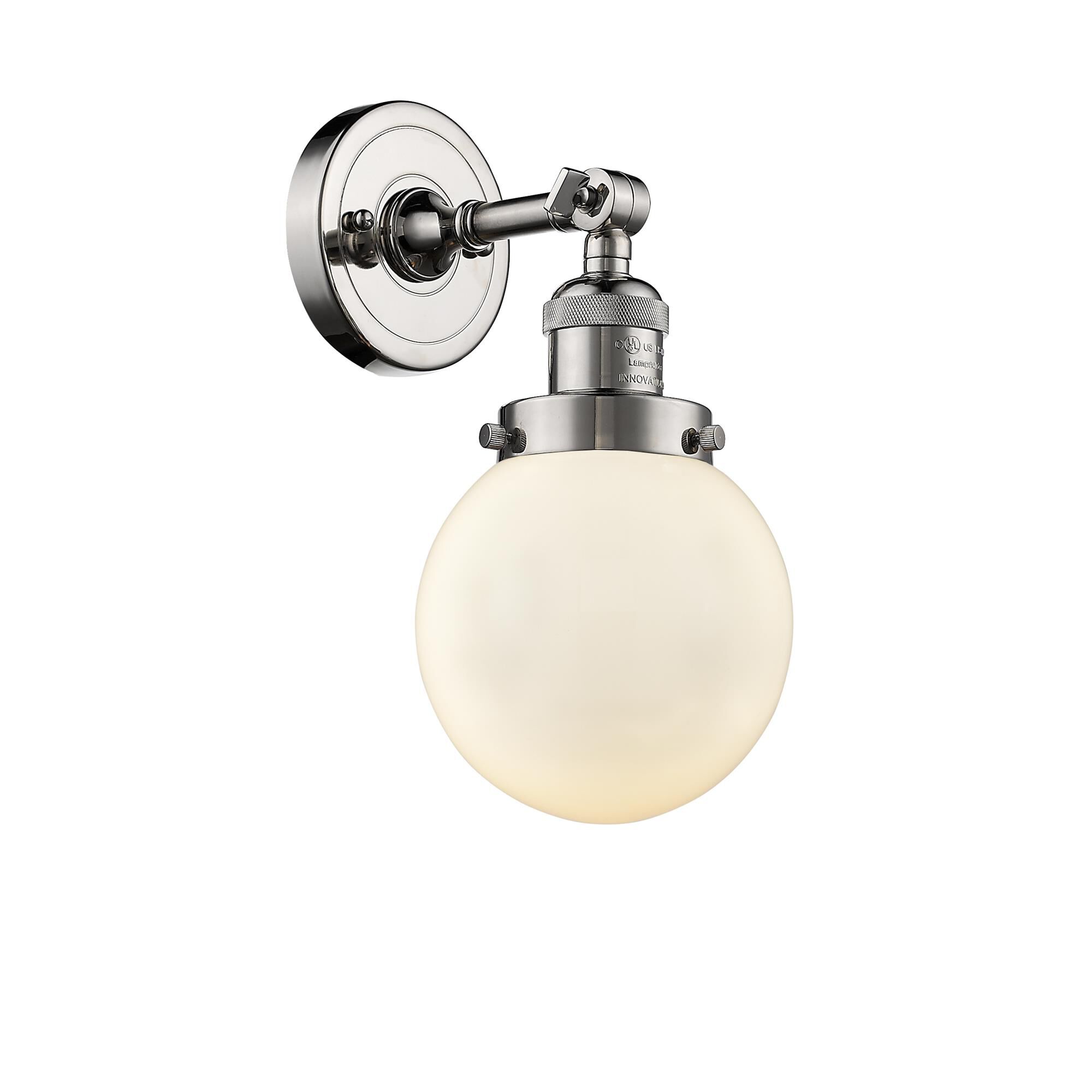 Shown in Polished Nickel finish and Matte White Cased glass and No Accent accent