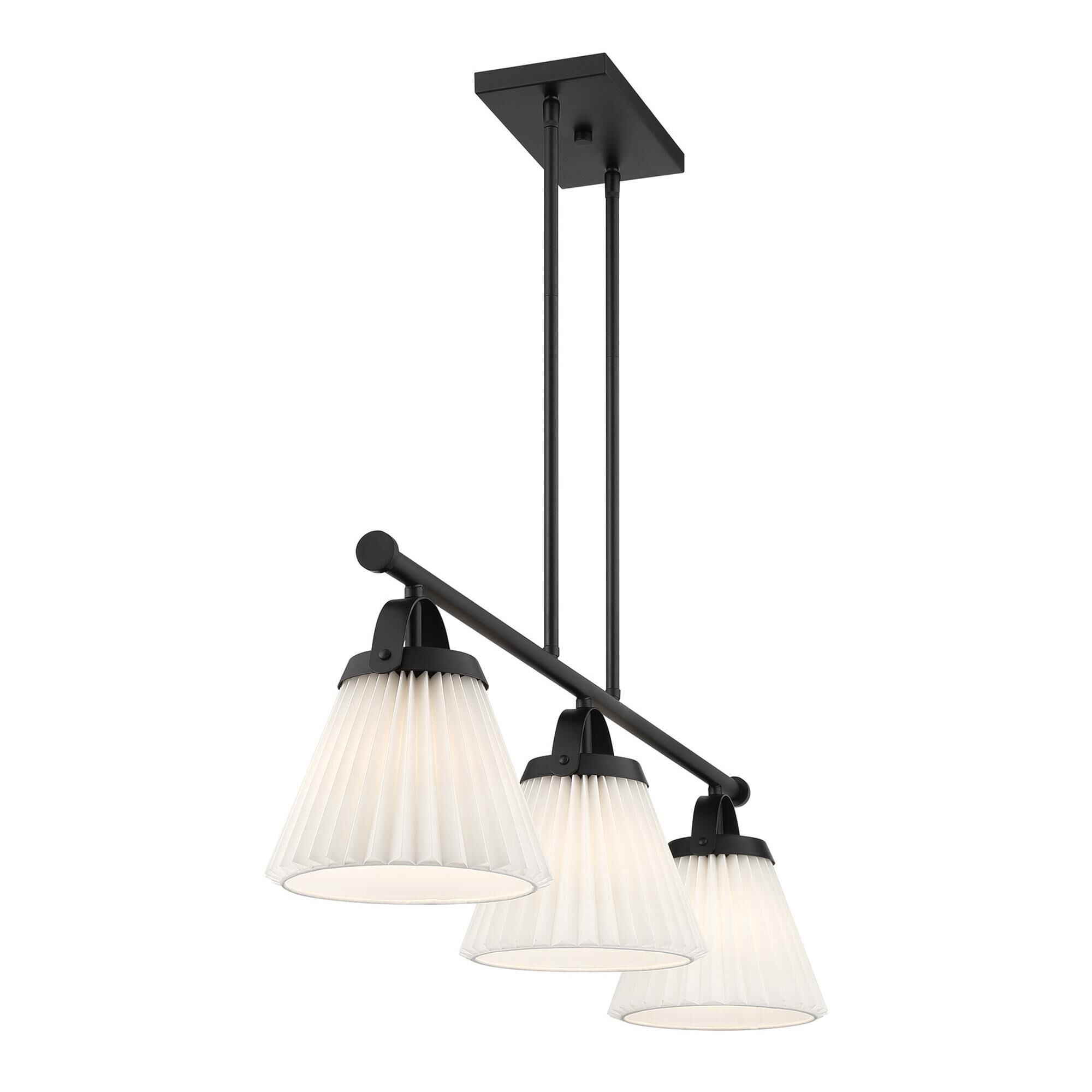 Shown in Matte Black finish and White Knife Pleated Fabric shade