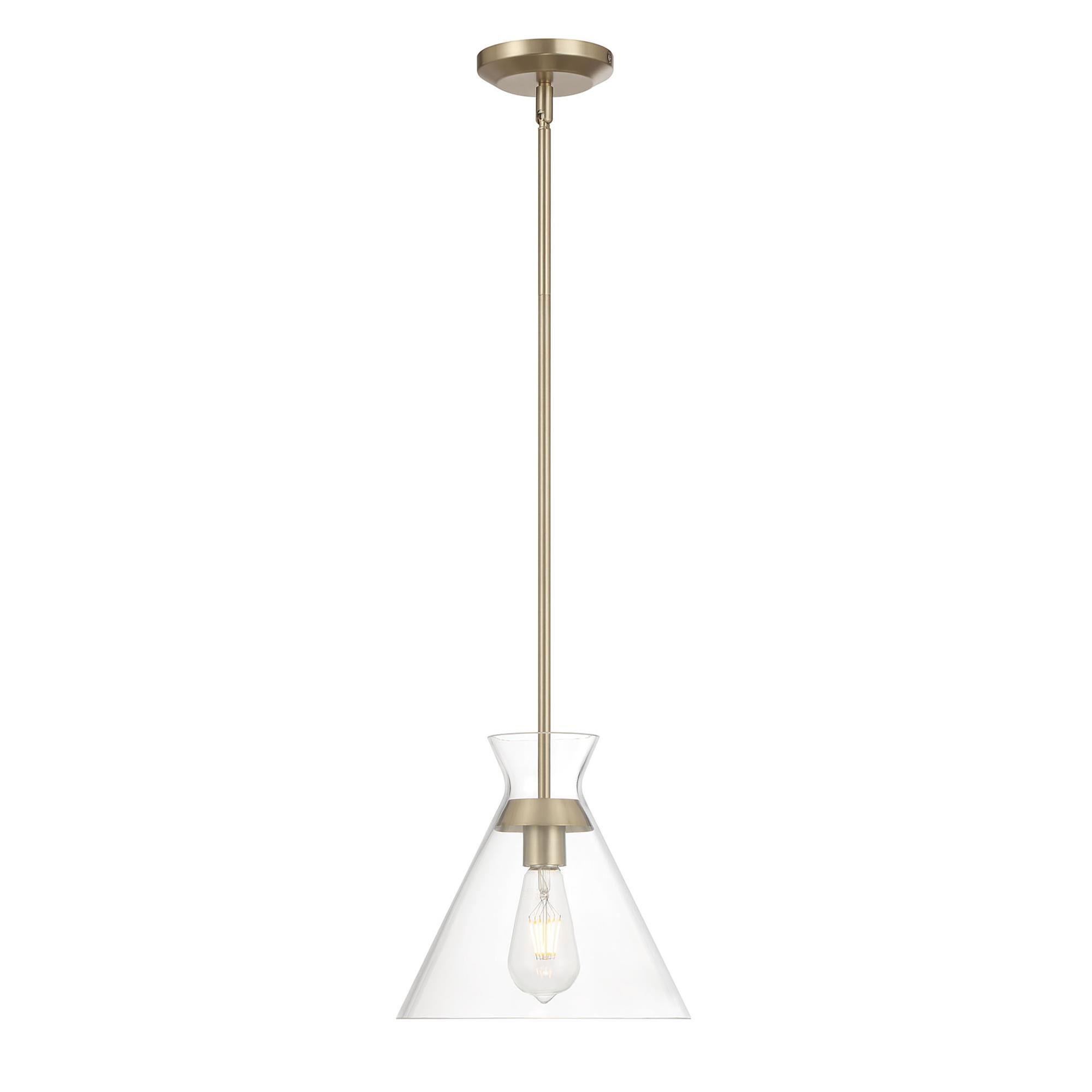Shown in Modern Gold finish and Clear glass