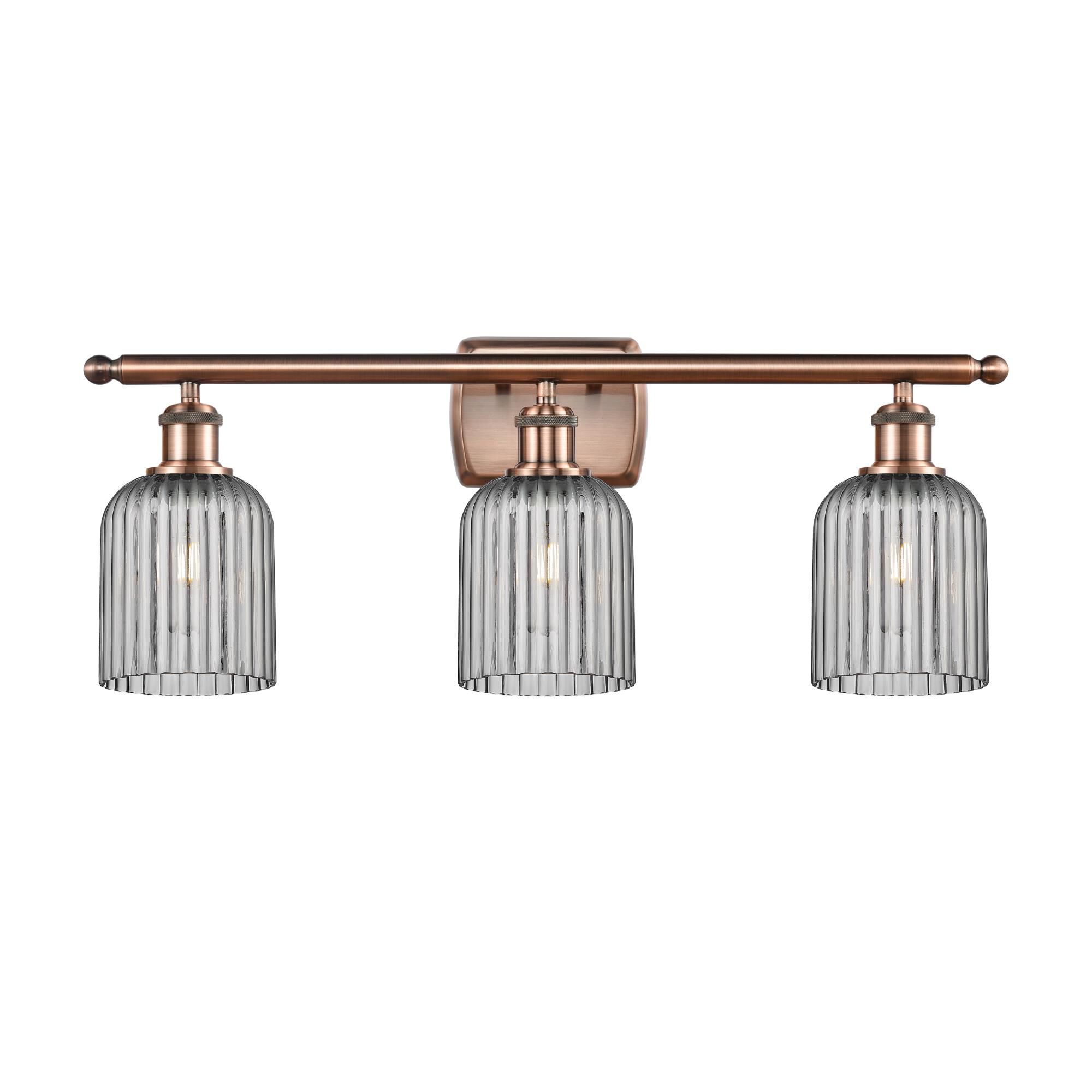 Shown in Antique Copper finish and Light Smoke shade