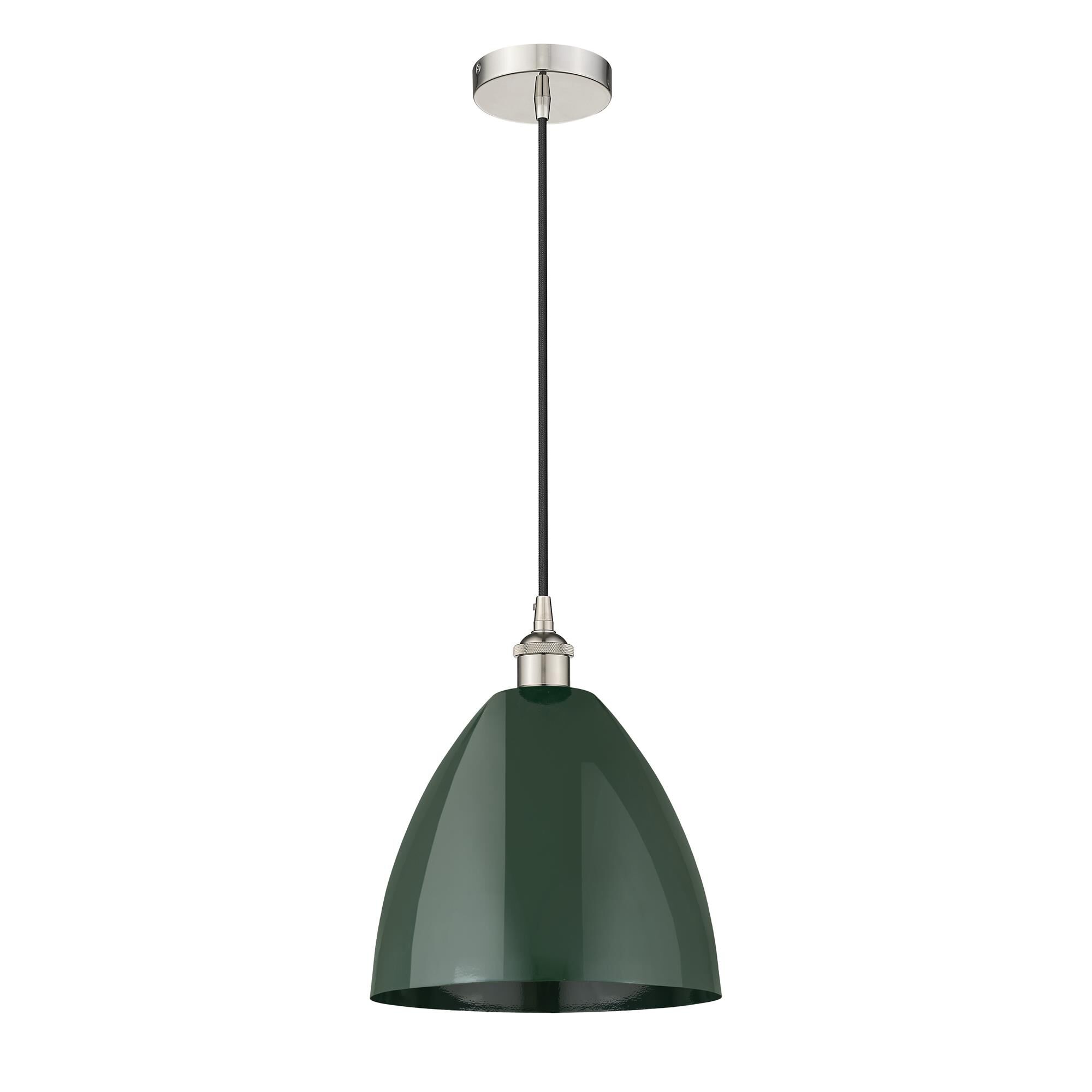 Shown in Polished Nickel finish and Green Plymouth Dome shade