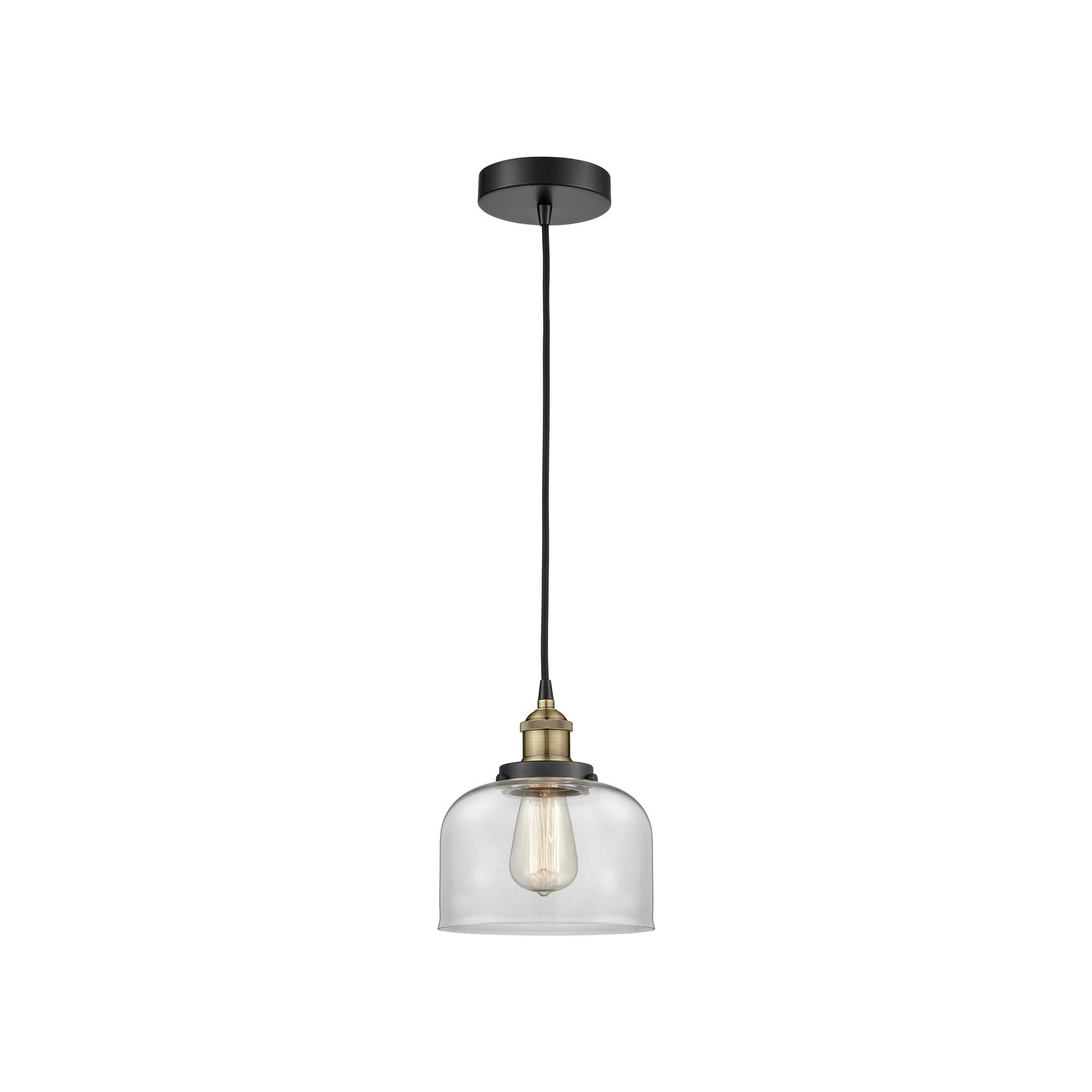Shown in Black Antique Brass finish and Clear glass