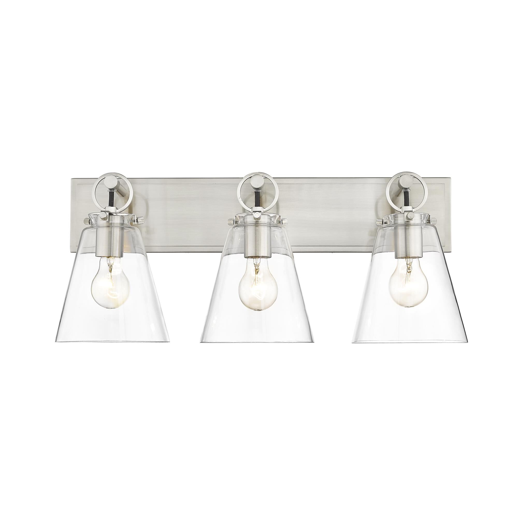 Shown in Brushed Nickel finish and Glass shade