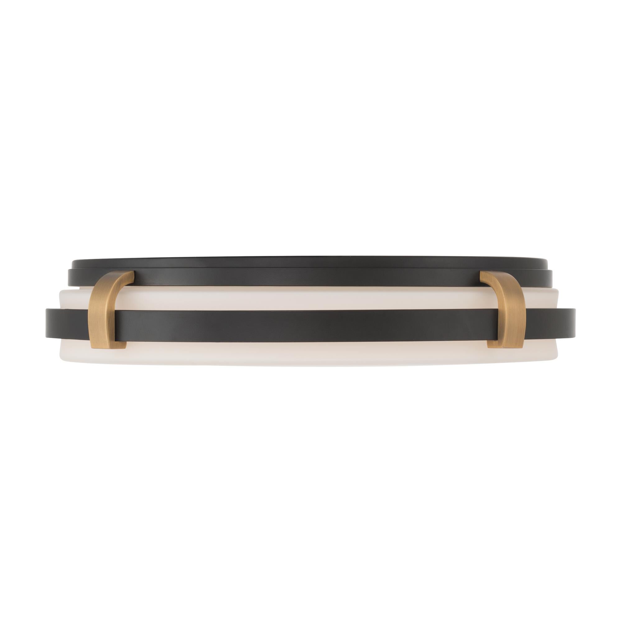 Shown in Dark Matte Black and Legacy Brass finish and Etched Opal glass