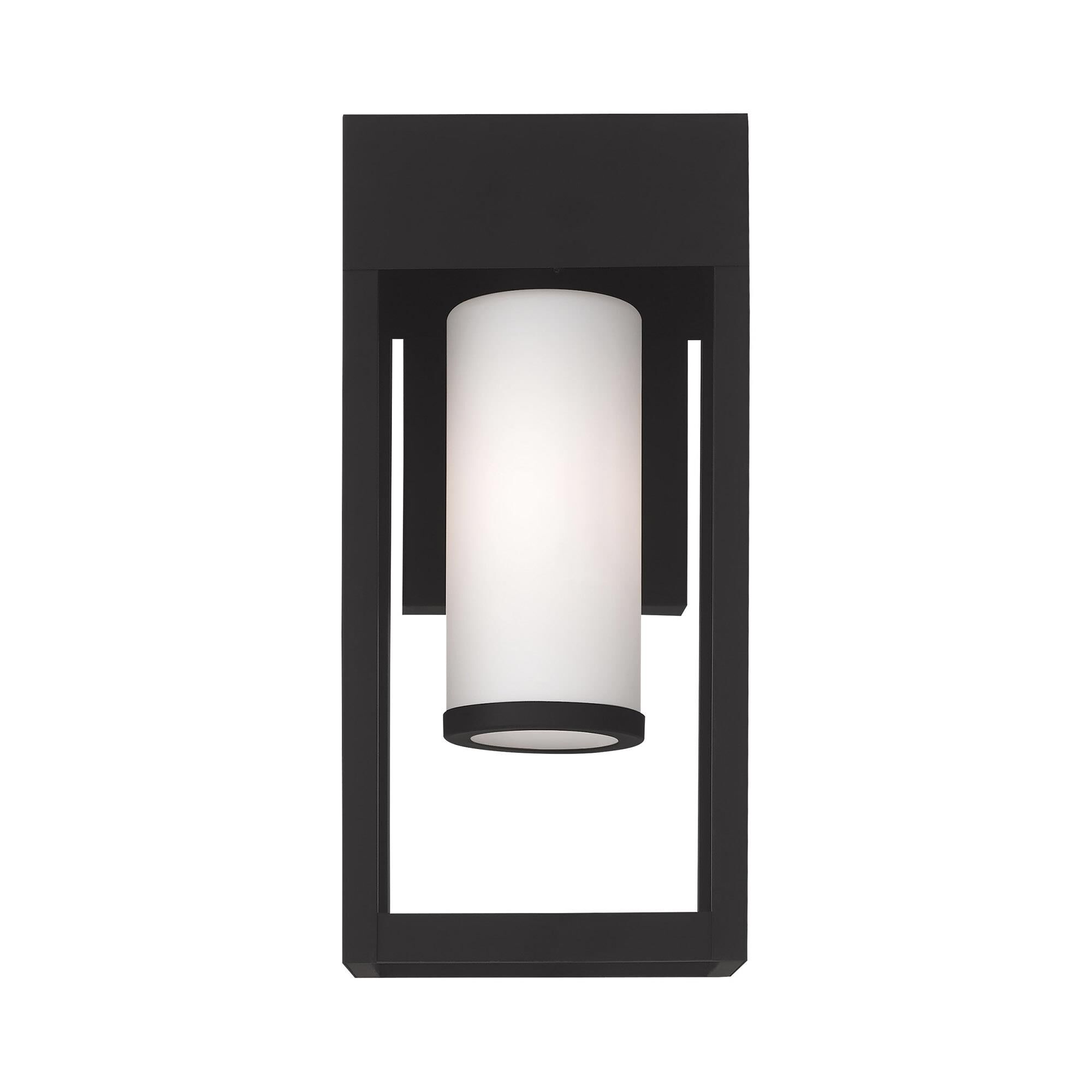 Shown in Black finish and Hand Blown Satin Opal White Cylinder glass