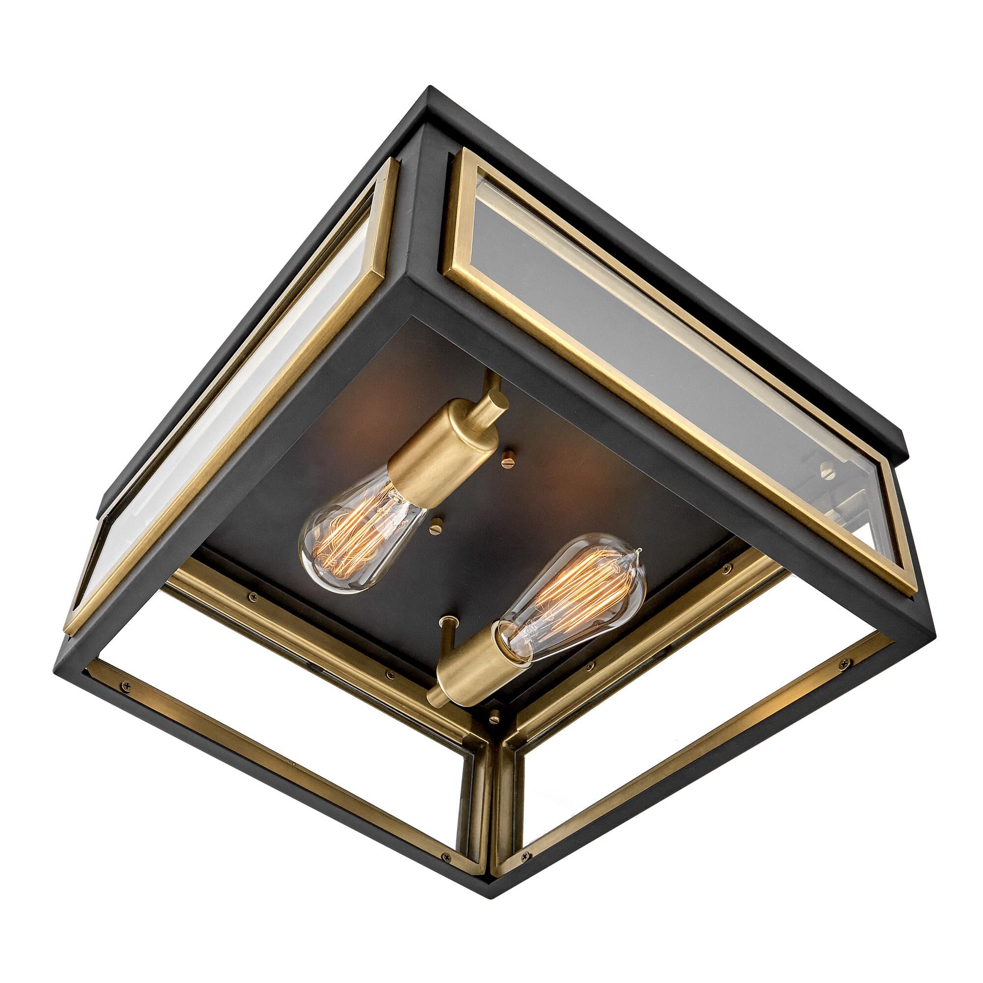 Shown in Black with Heritage Brass Accents finish and Clear glass