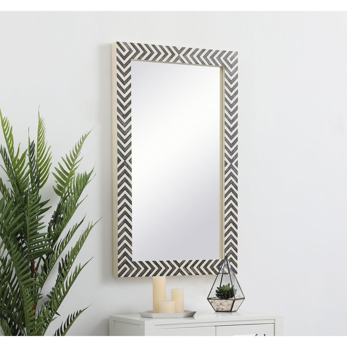 Rectangular mirror 48x30 inch in chevron Wall Mirror by Elegant Decor
