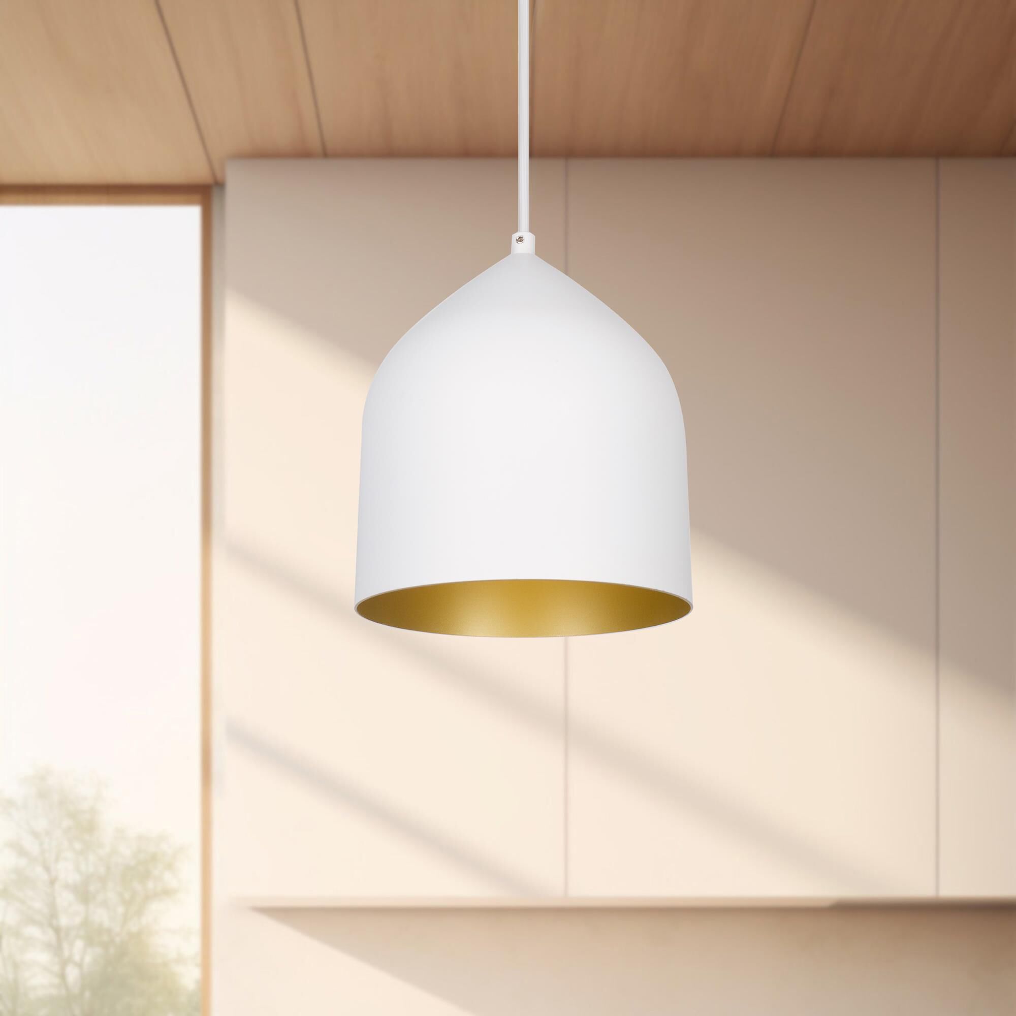 Shown in White - Gold finish and Spun Metal shade