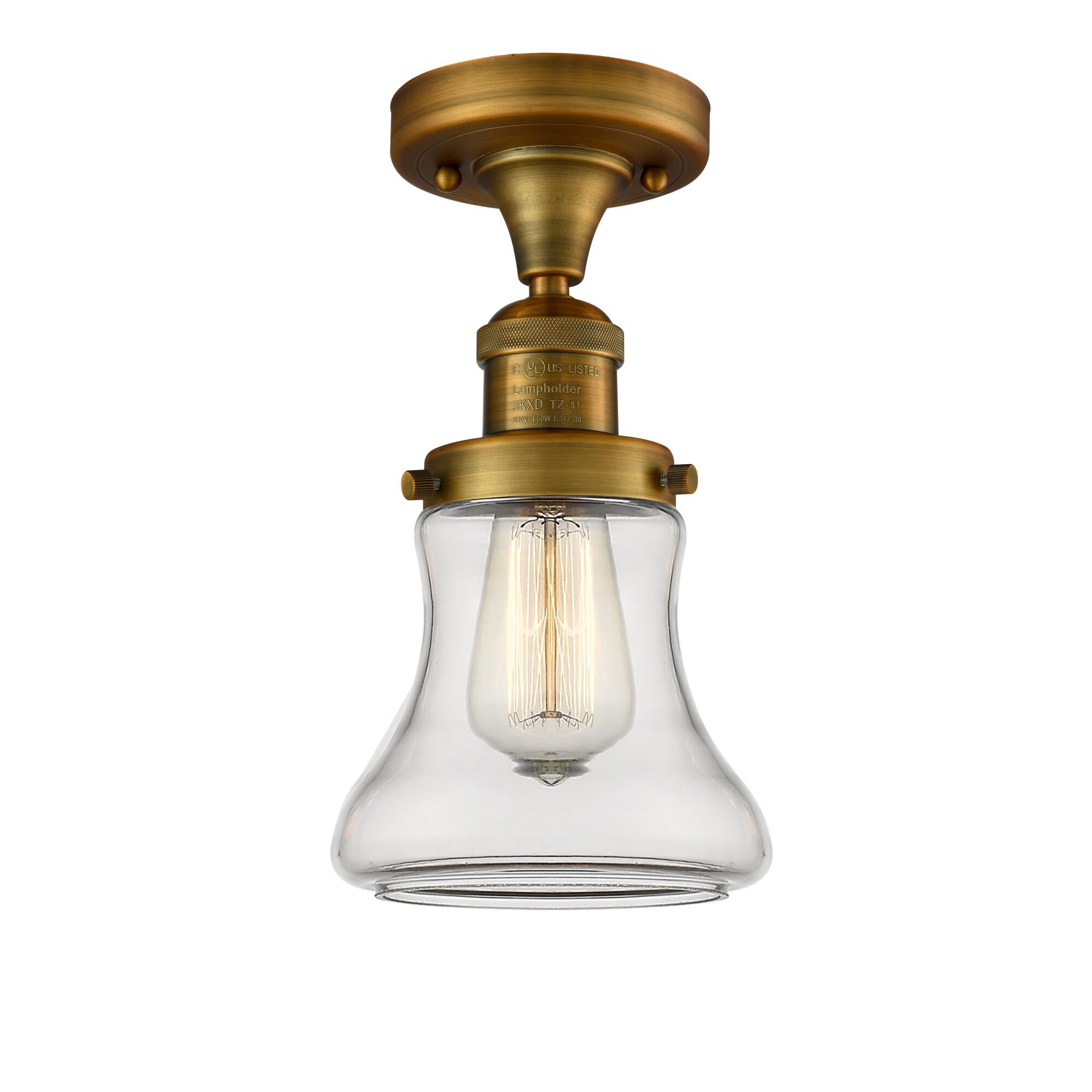 Shown in Brushed Brass finish and Clear glass