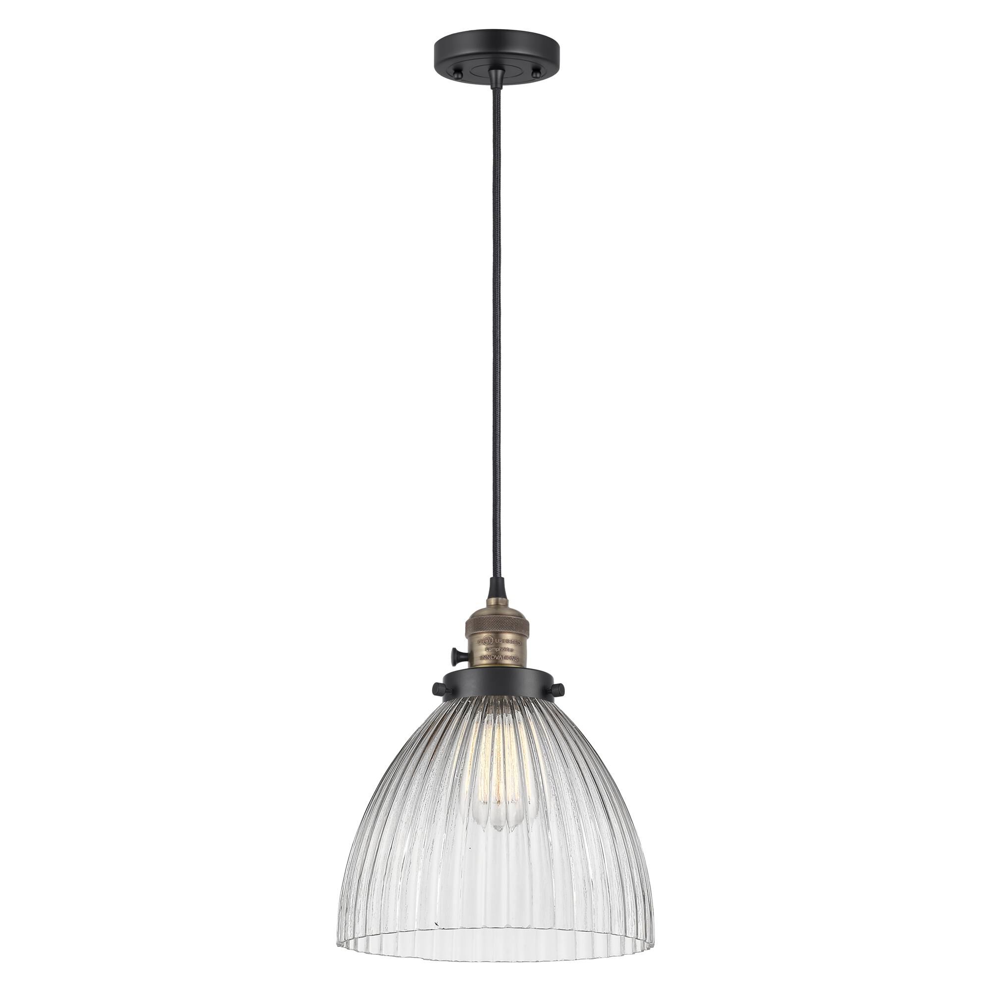 Shown in Black Antique Brass finish and Clear glass