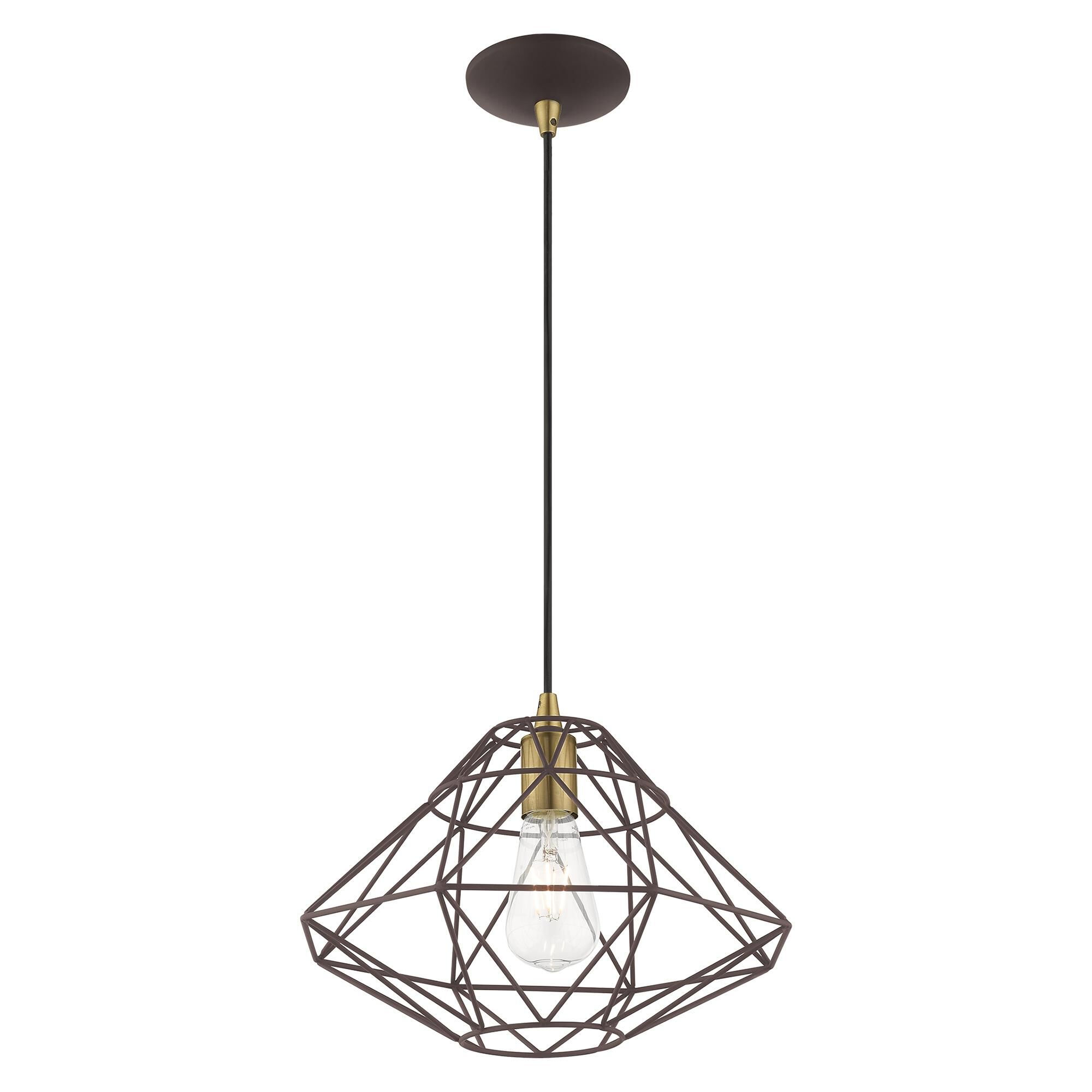 Shown in Bronze finish and Bronze Geometric Metal shade