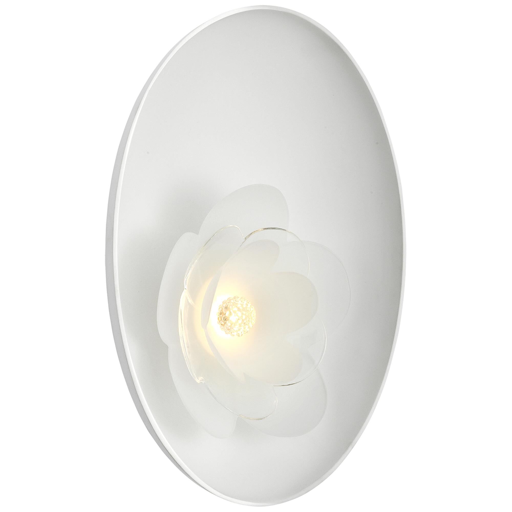 Shown in Matte White finish and Etched and Clear Flower glass