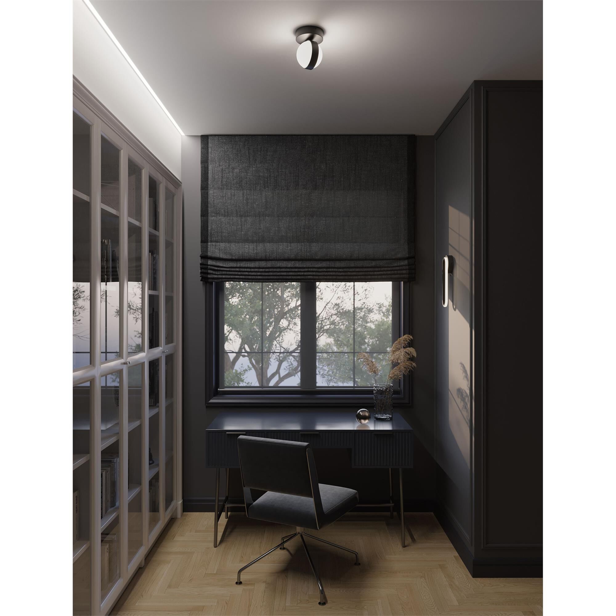 Shown in Black finish and White shade