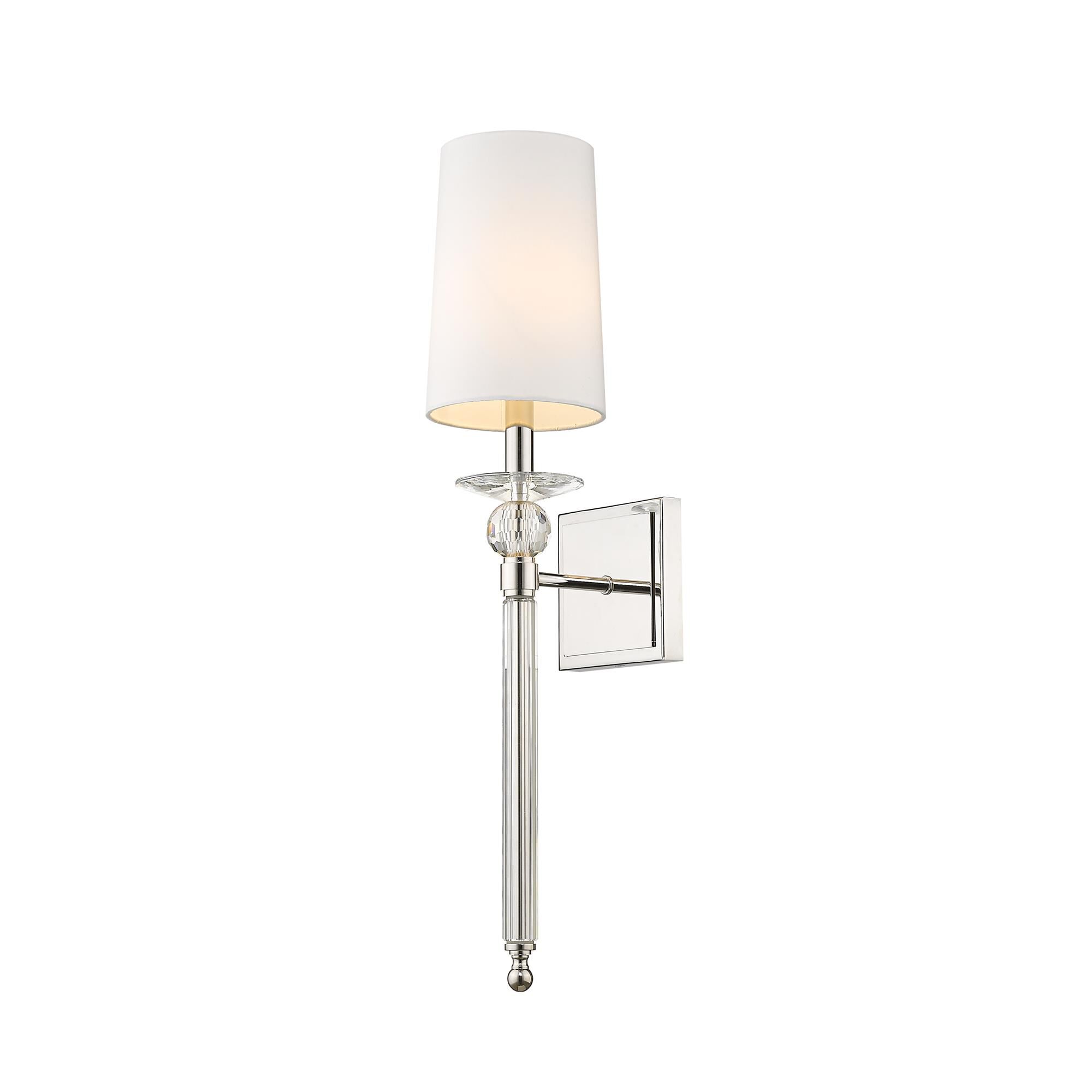Shown in Polished Nickel finish and Fabric glass and Fabric shade
