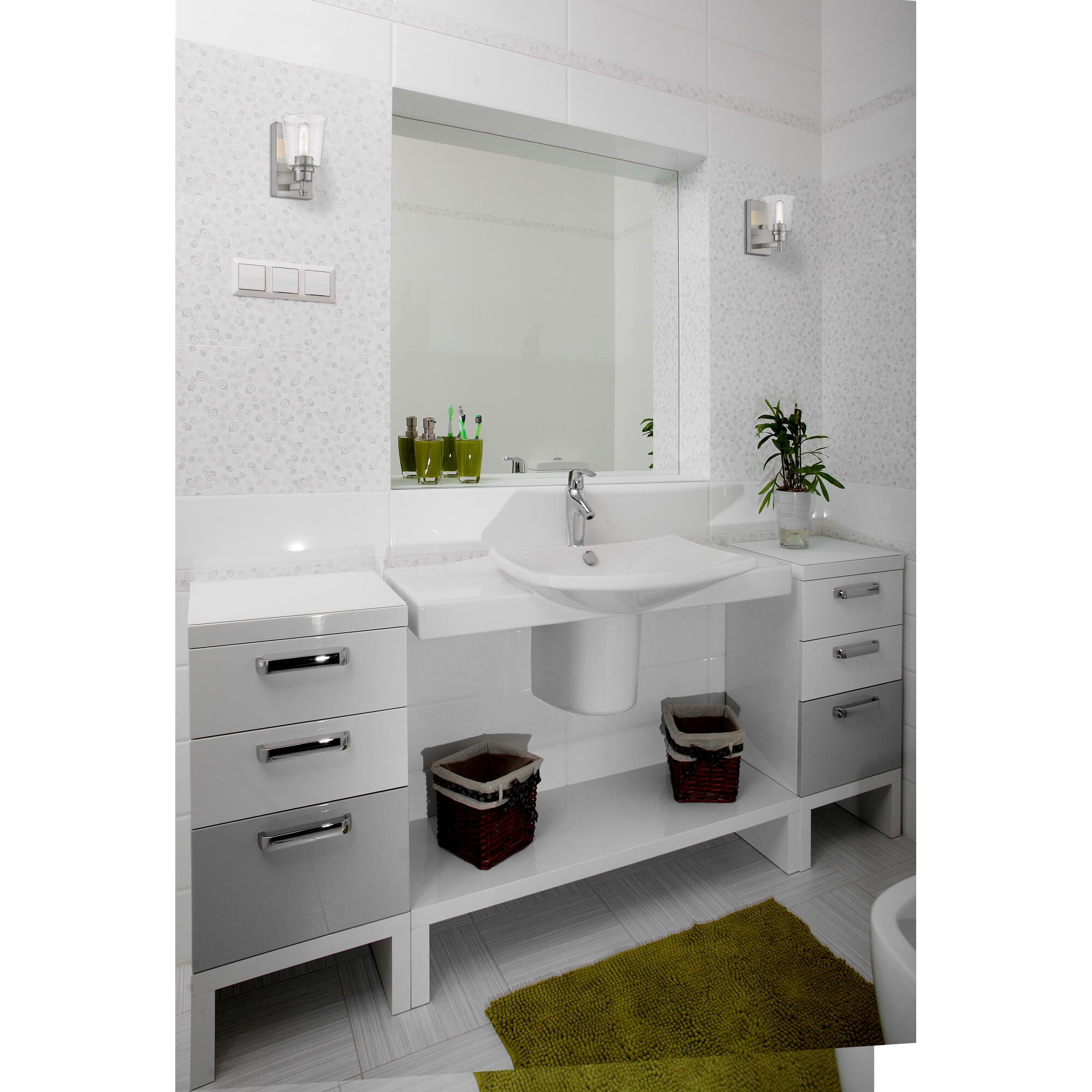 Shown in Brushed Nickel finish and Glass shade