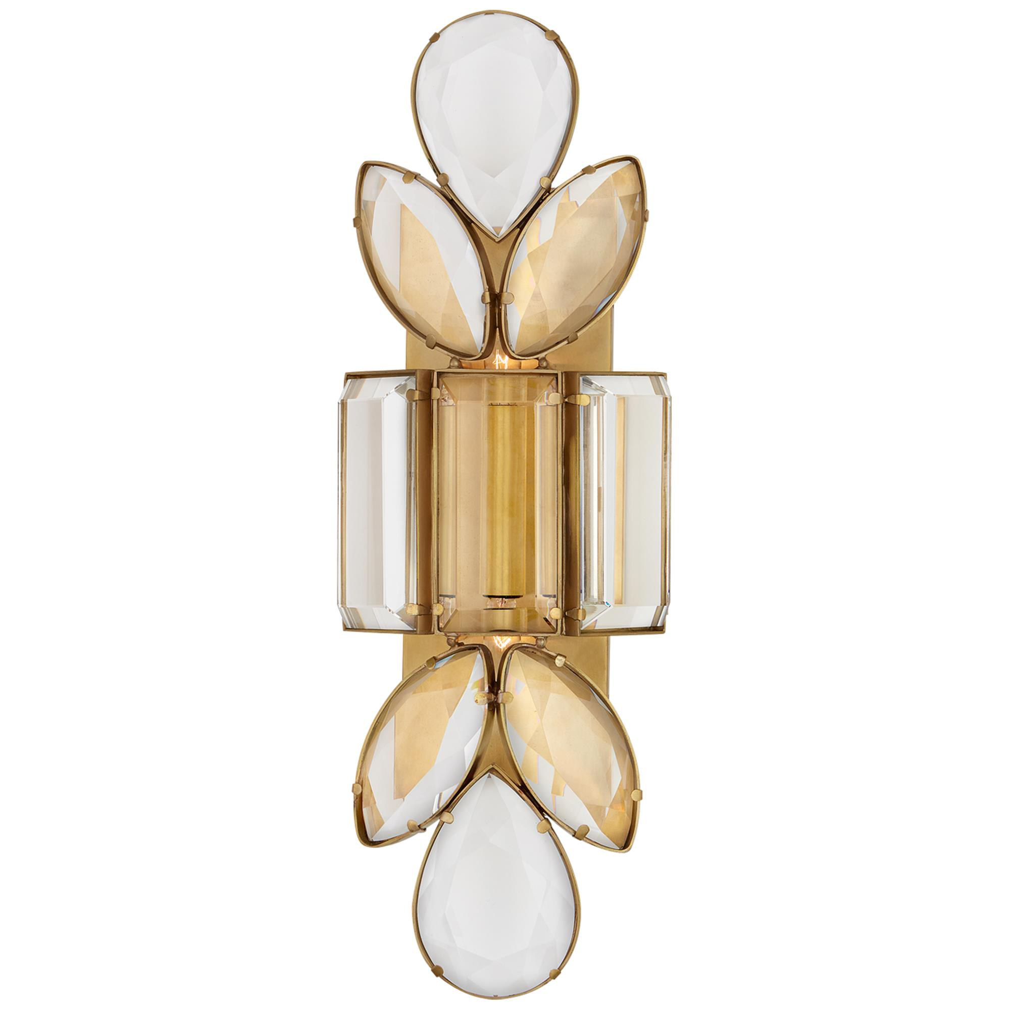 Shown in Soft Brass finish and Clear glass