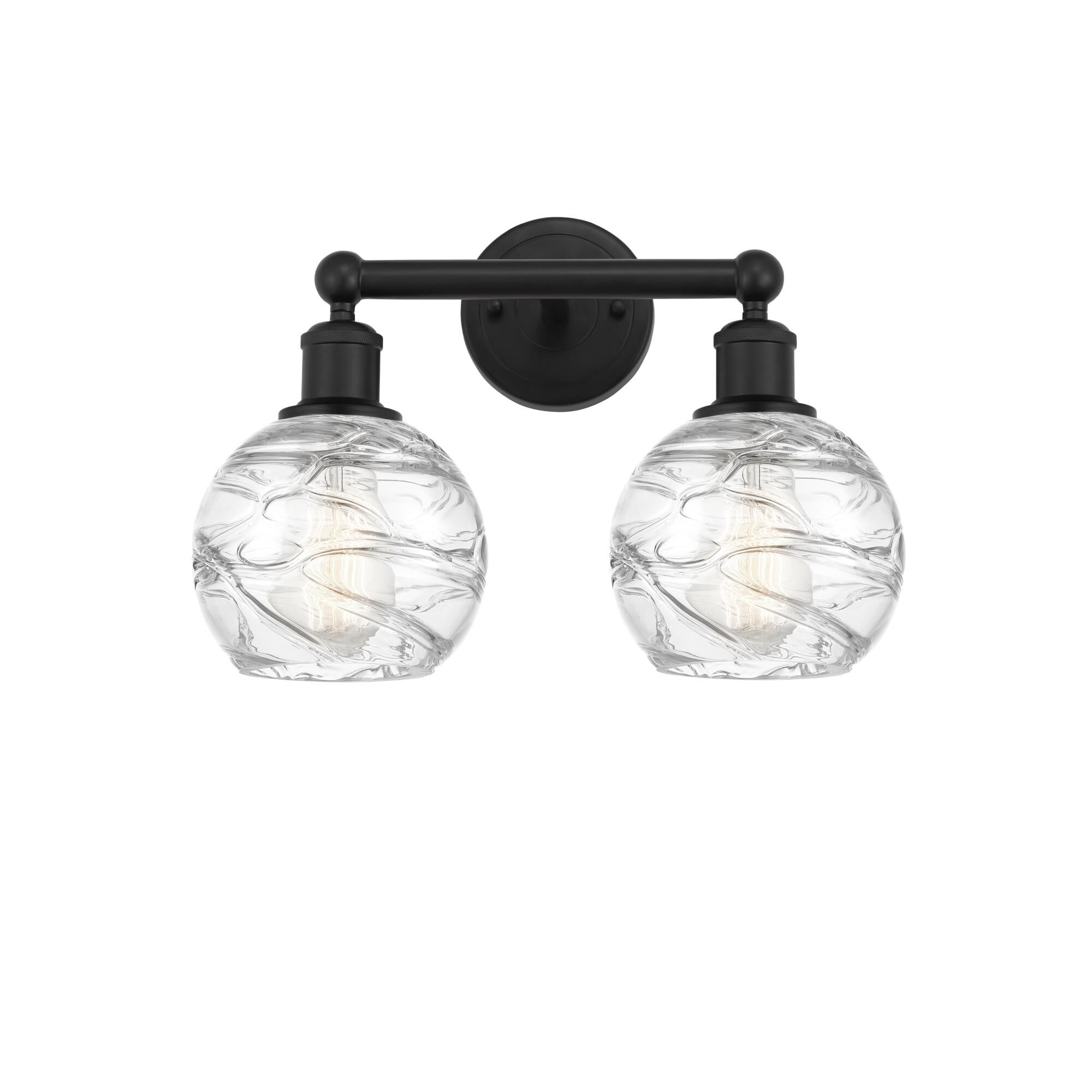 Shown in Matte Black, Clear Deco Swirl finish and Clear Deco Swirl glass and Clear Deco Swirl Glass shade