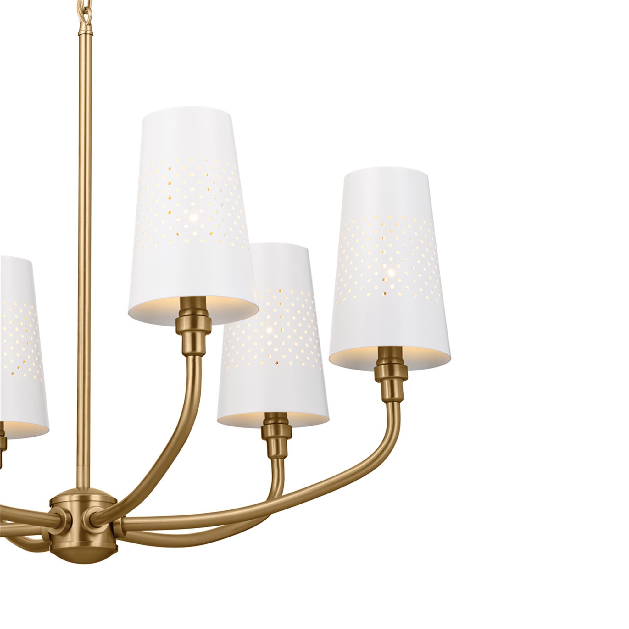 Shown in Brushed Natural Brass finish and Metal and Bell shade