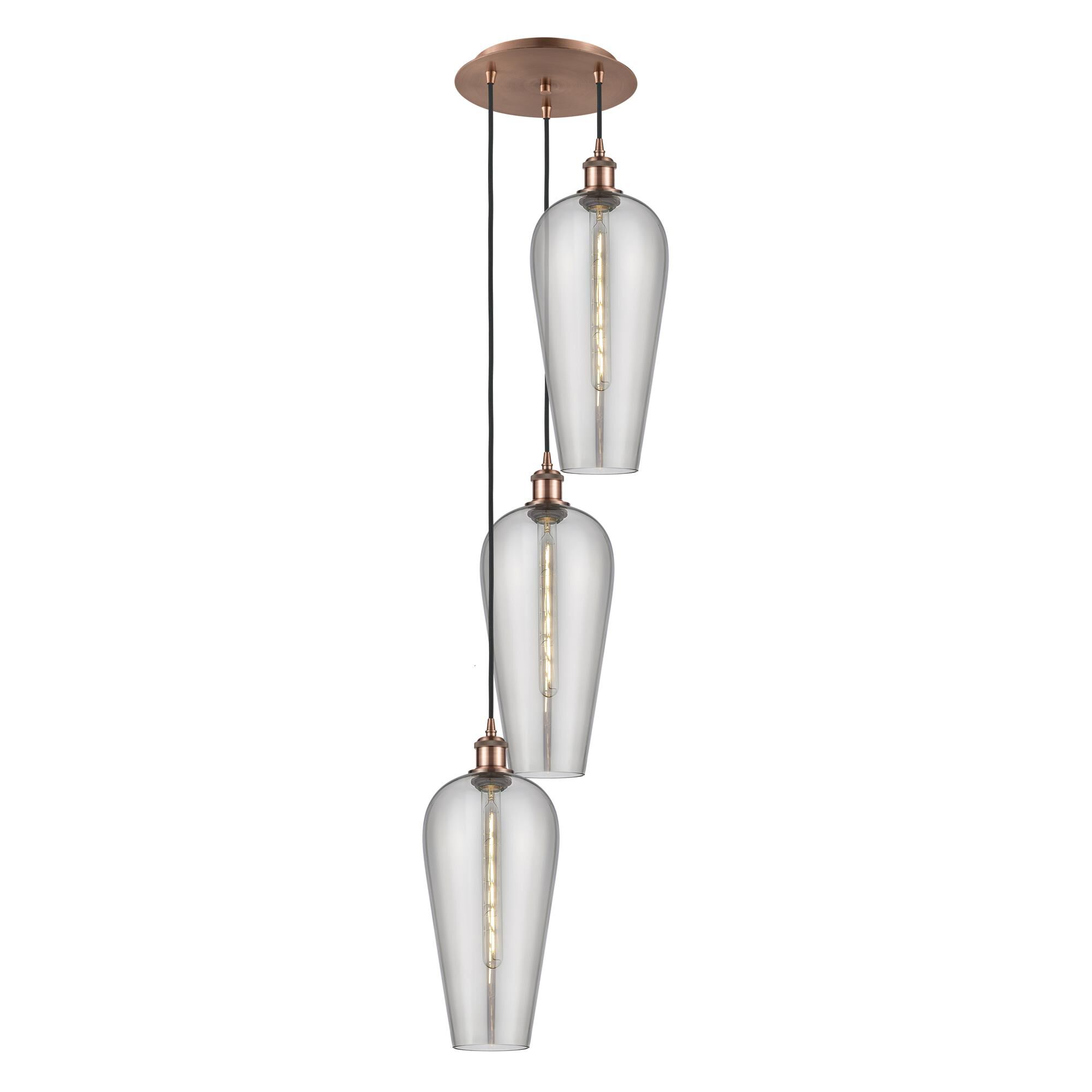 Shown in Antique Copper finish and Light Smoke glass