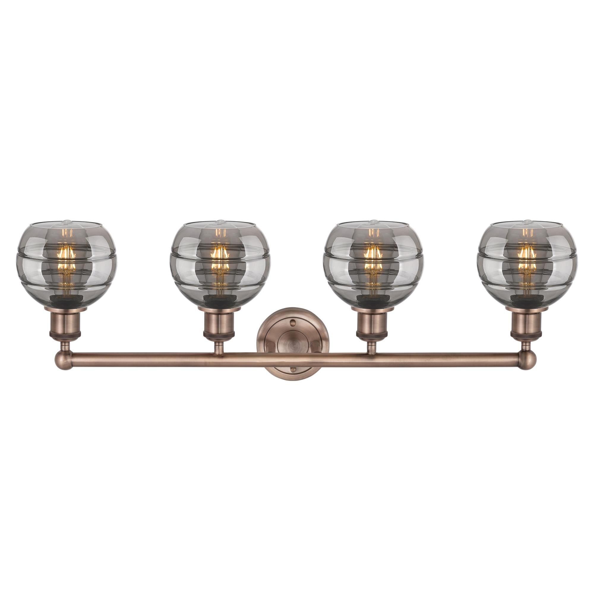Shown in Antique Copper finish and Light Smoke glass