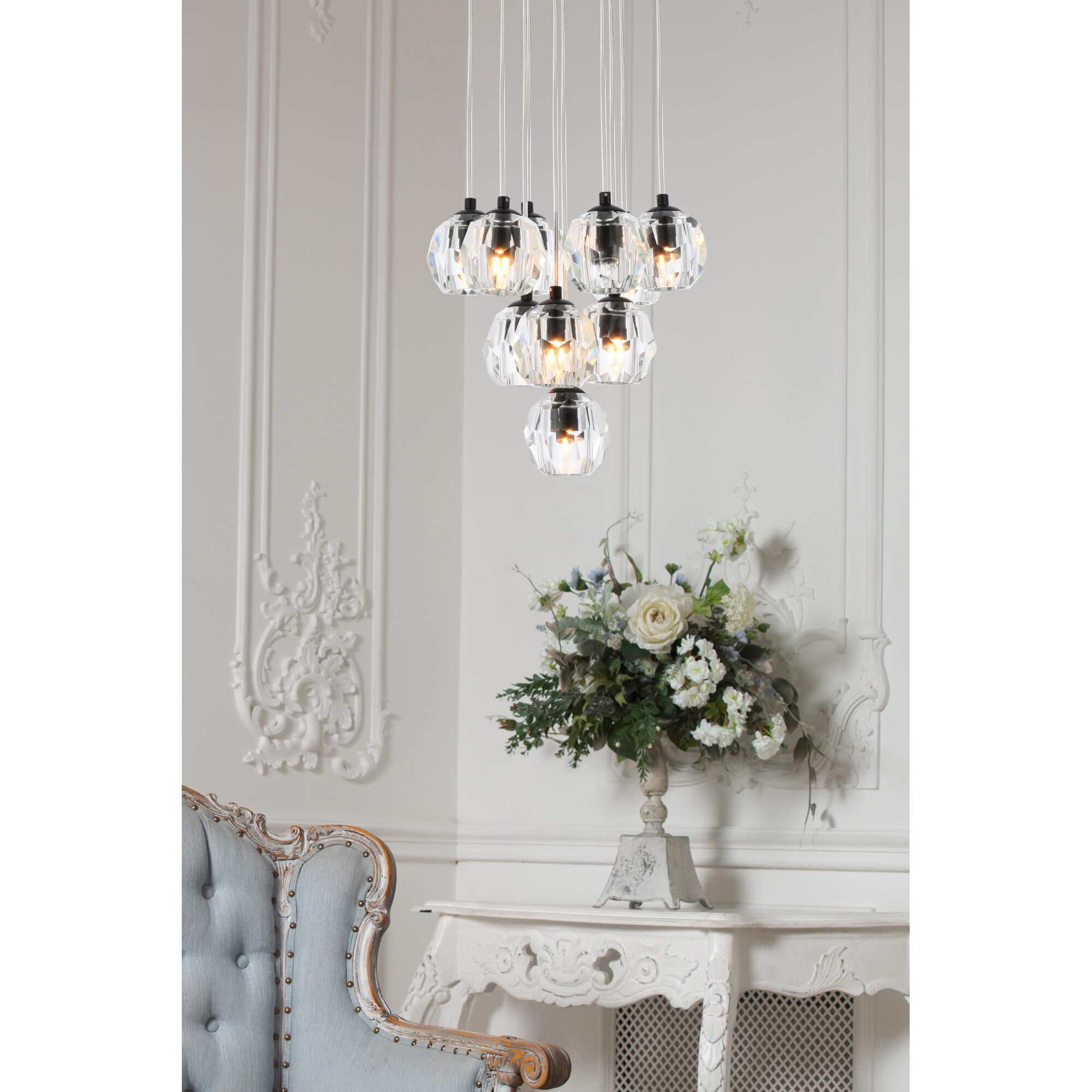 Shown in Black finish and Clear Royal Cut crystal