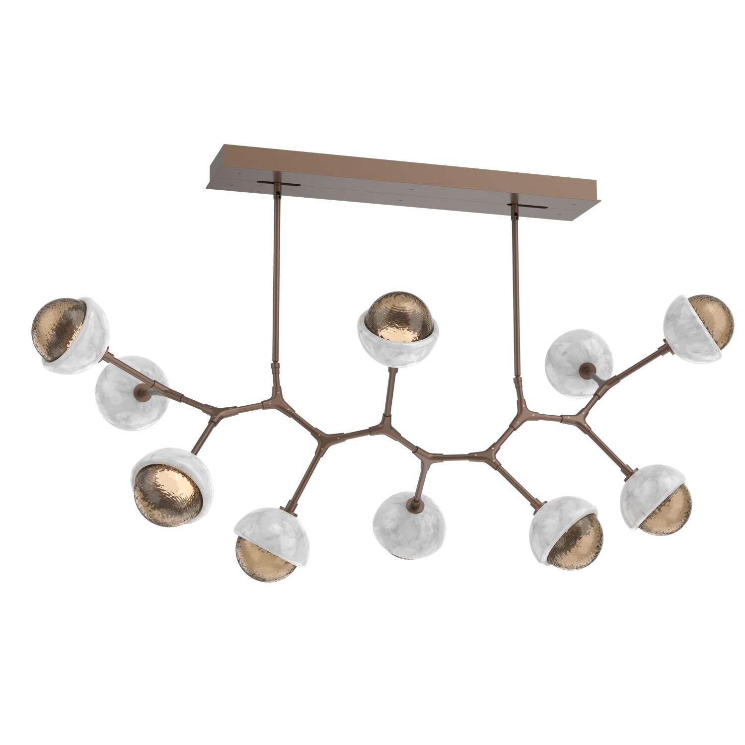 Shown in Burnished Bronze finish and Bronze glass and White Marble accent