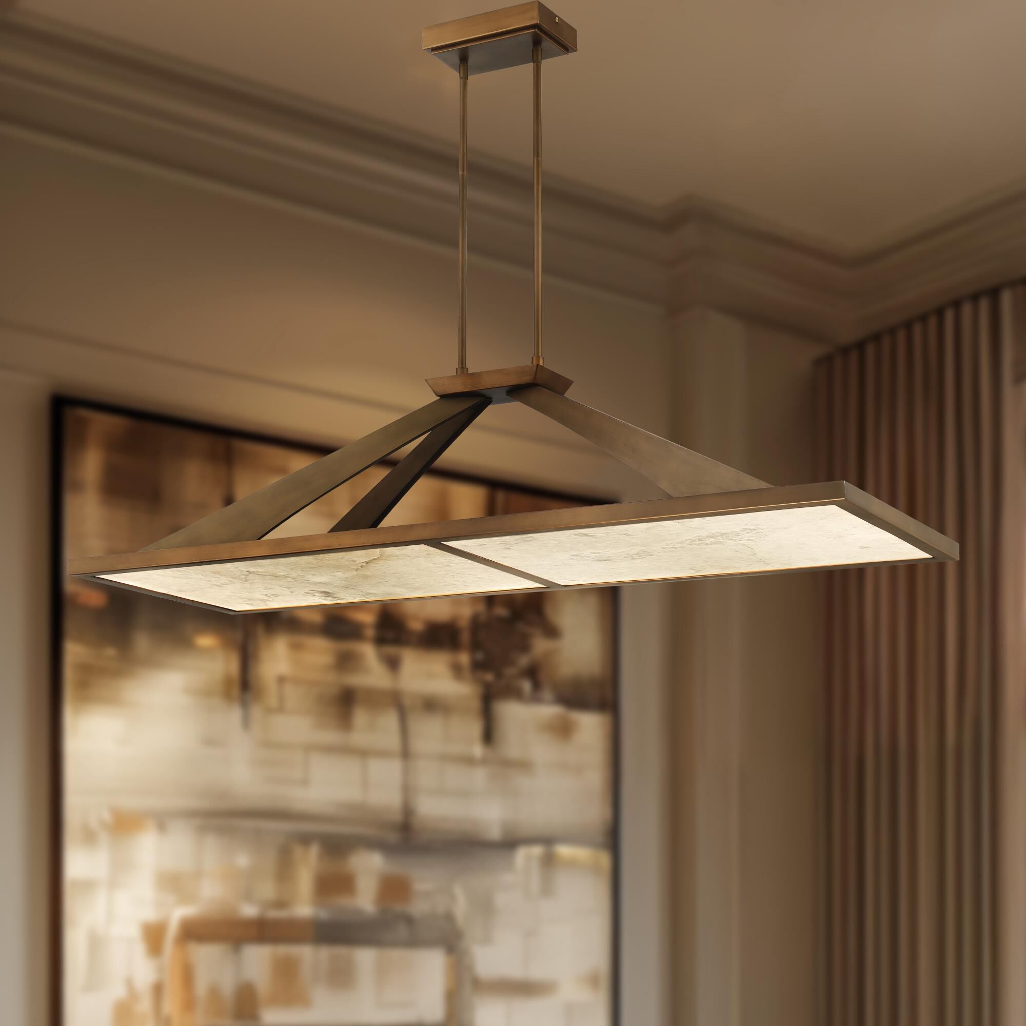 Shown in Ashen Gold finish and Alabaster shade