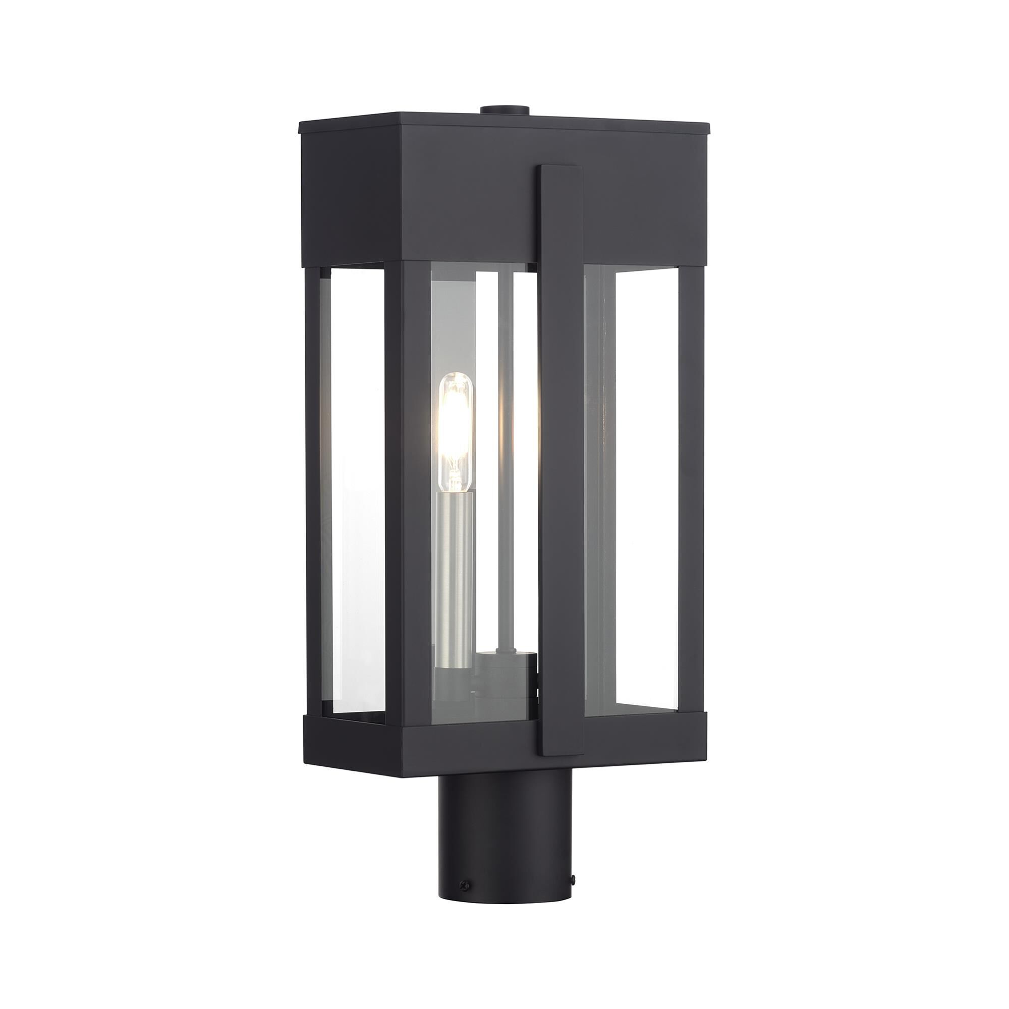 Shown in Black with Brushed Nickel Candles finish and Clear glass