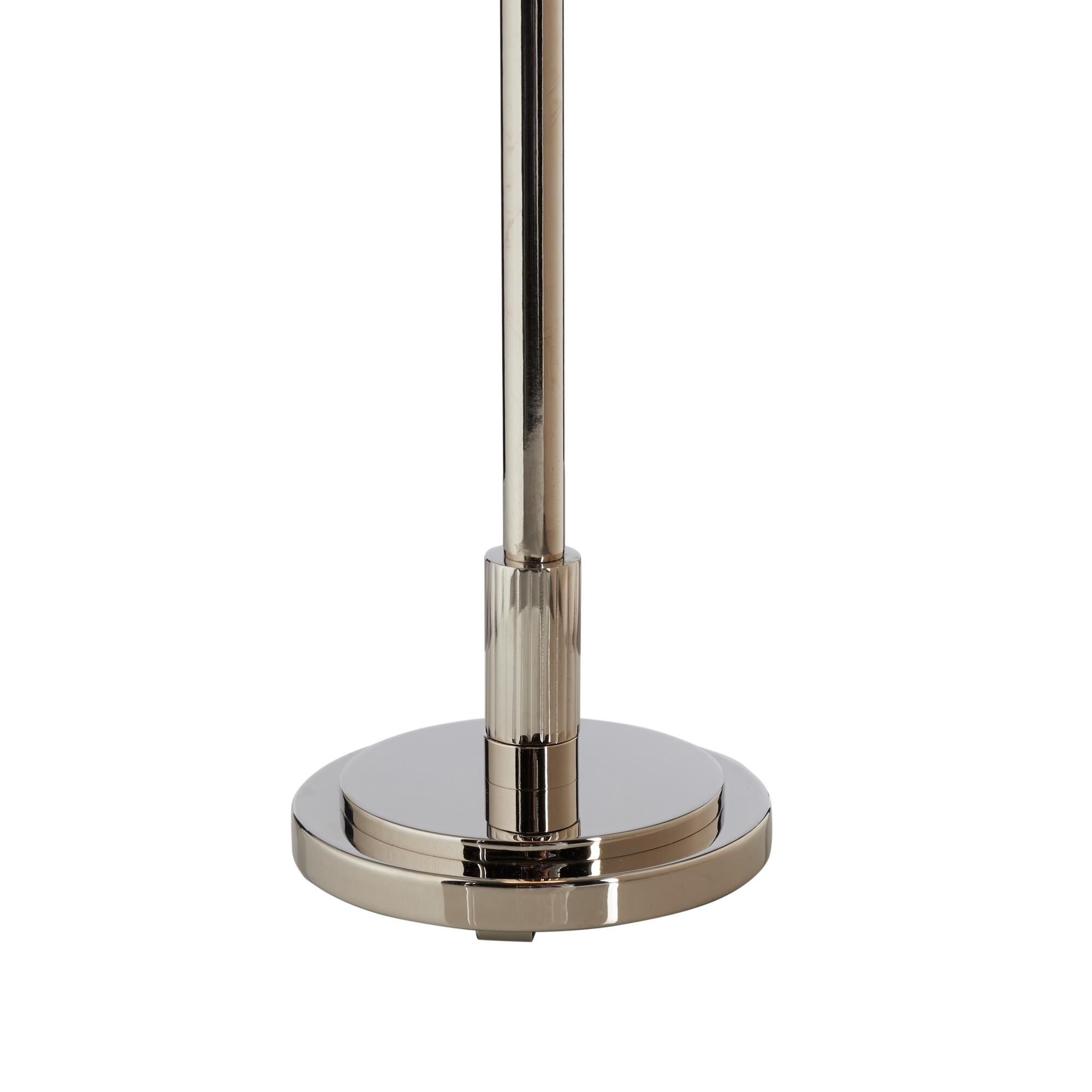 Shown in Silver finish and Linen shade