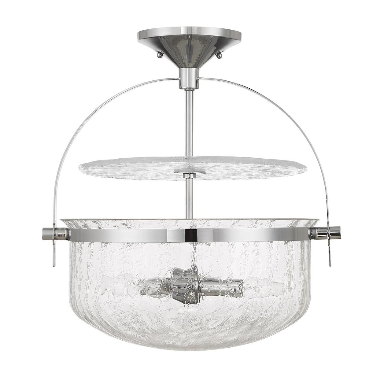 Shown in Polished Chrome finish and Crackled glass