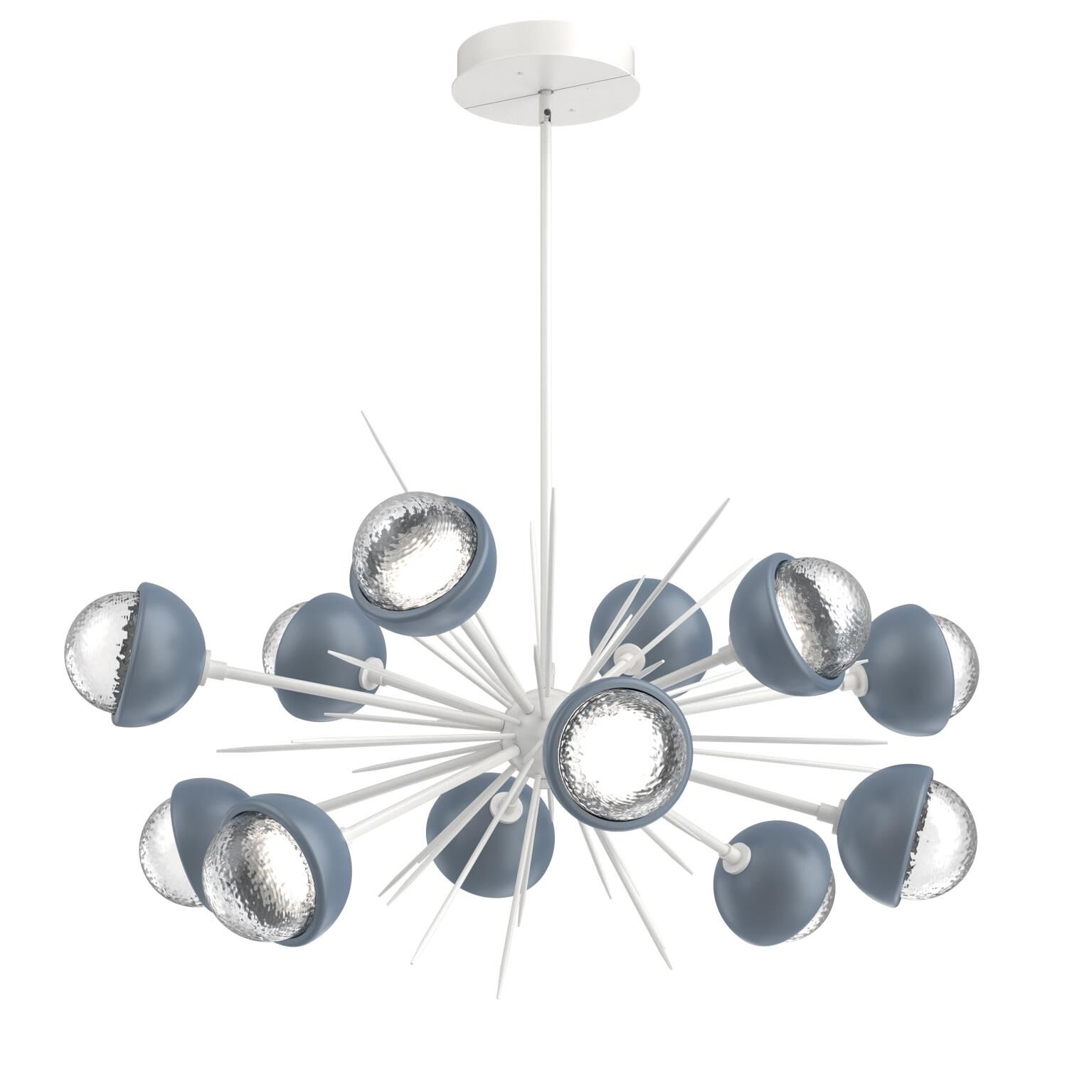 Shown in Salt White finish and Clear glass and Poppy Blue accent