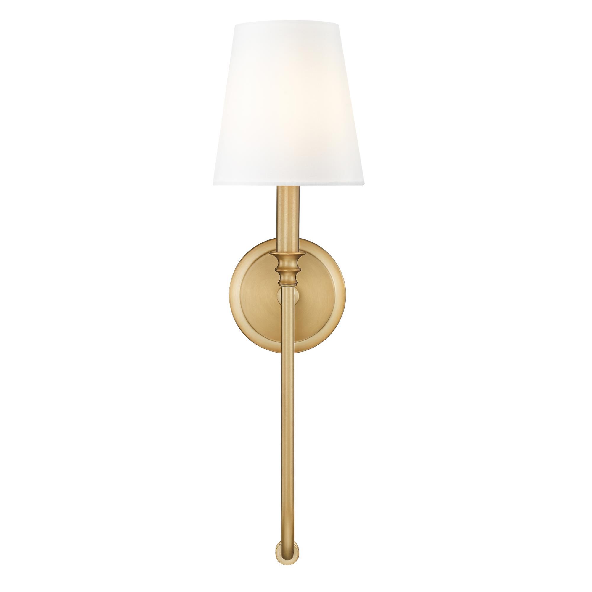 Shown in Rubbed Brass finish and White glass