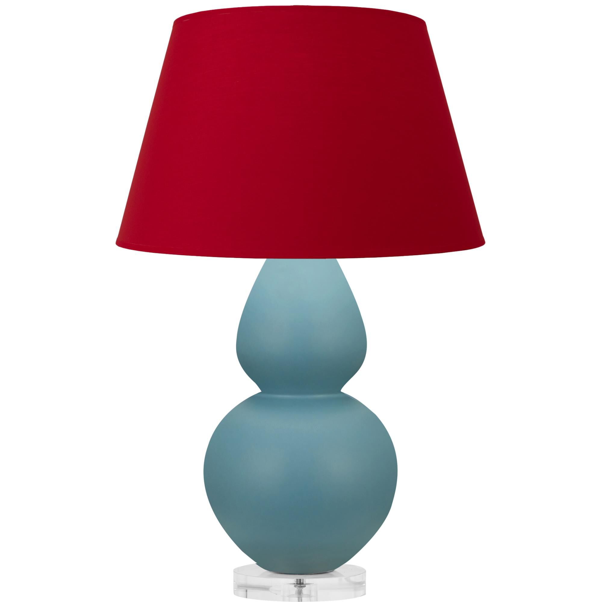 Shown in Steel Blue finish and Black and Red shade and Lucite accent