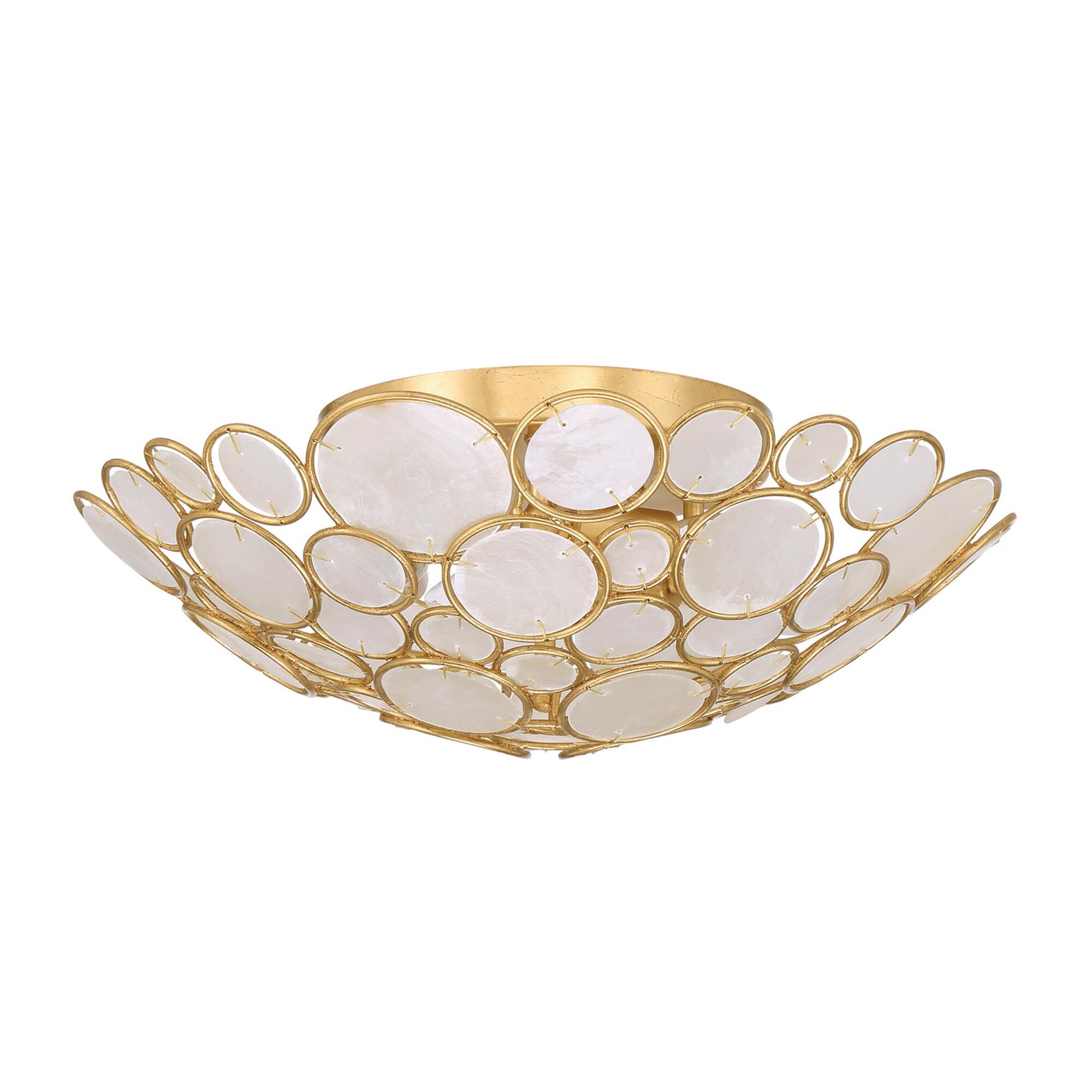 Shown in Antique Gold finish and Capiz Shell crystal