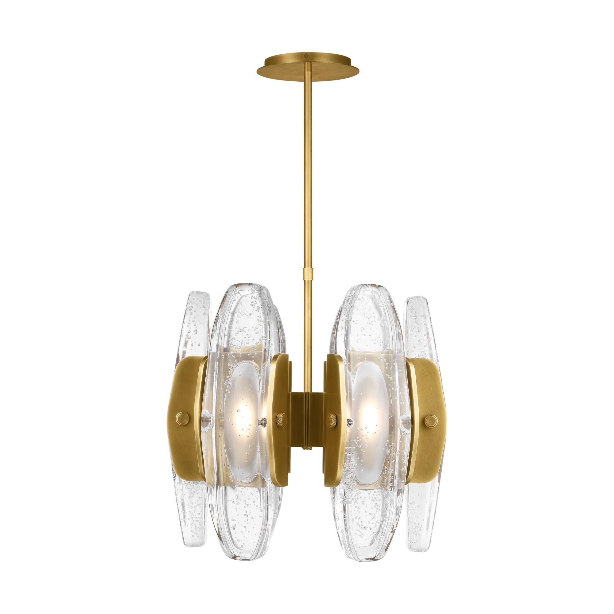 Shown in Plated Brass finish and Glass shade