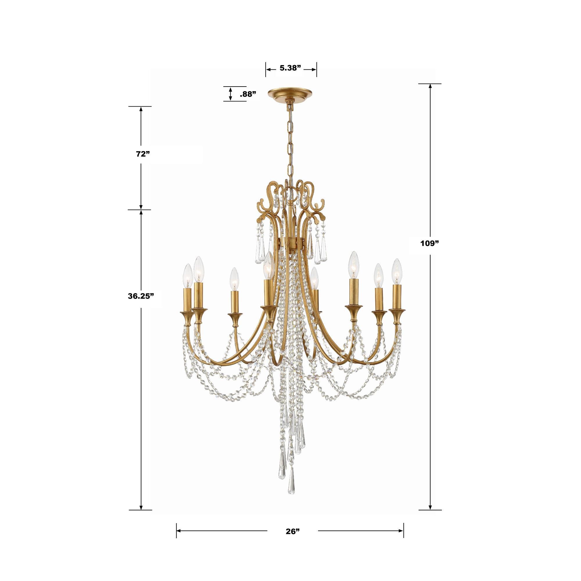 Shown in Antique Gold finish and Hand Cut Crystal crystal