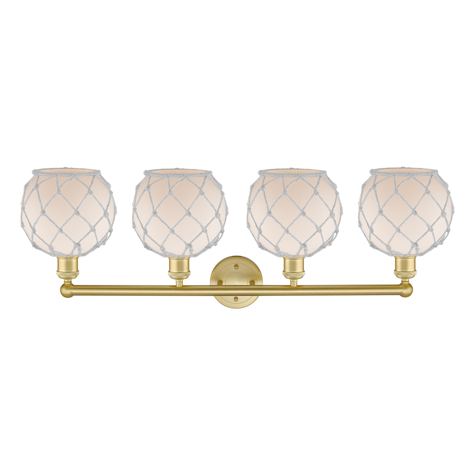 Shown in Satin Gold finish and White with White Rope glass