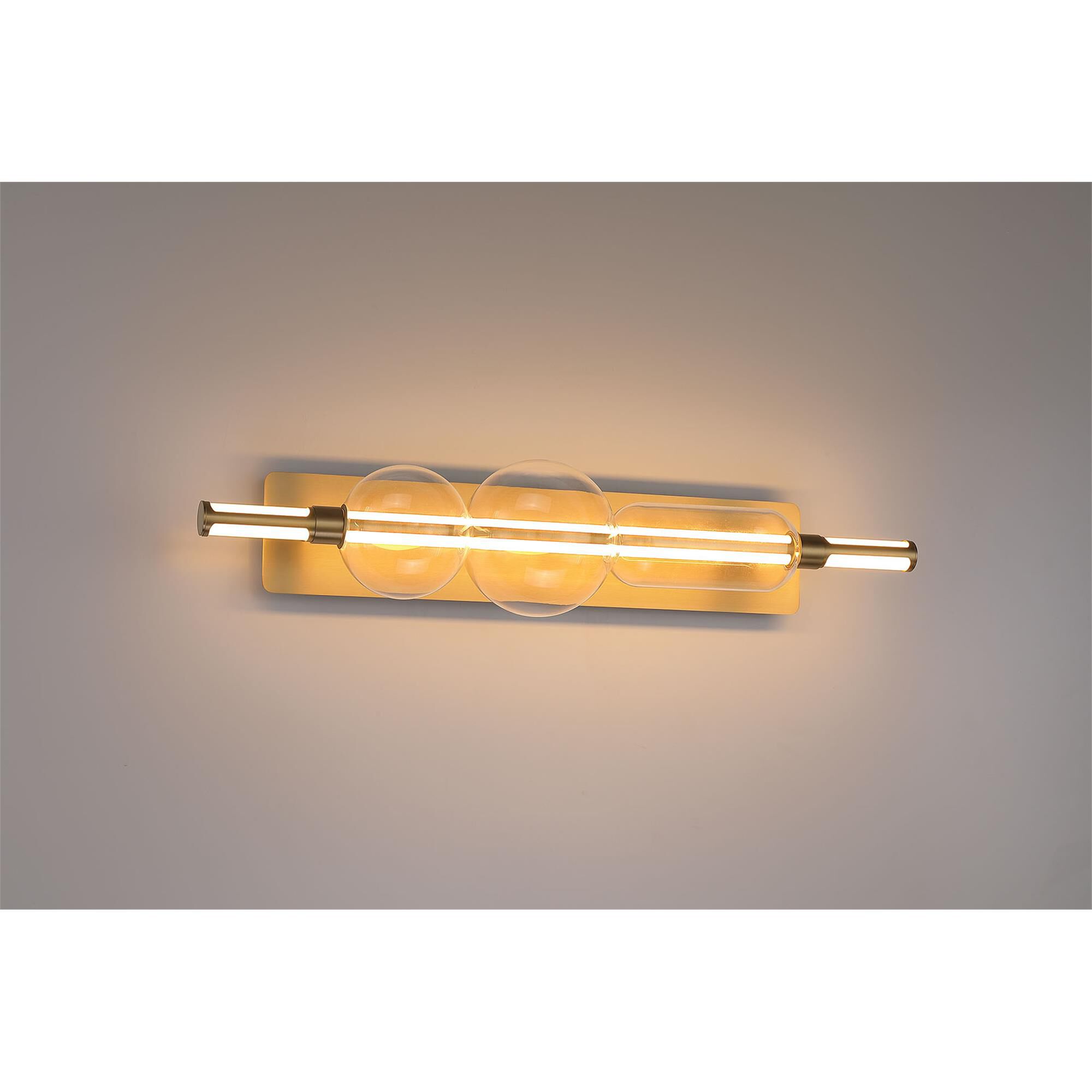 Shown in Gold finish and Clear glass