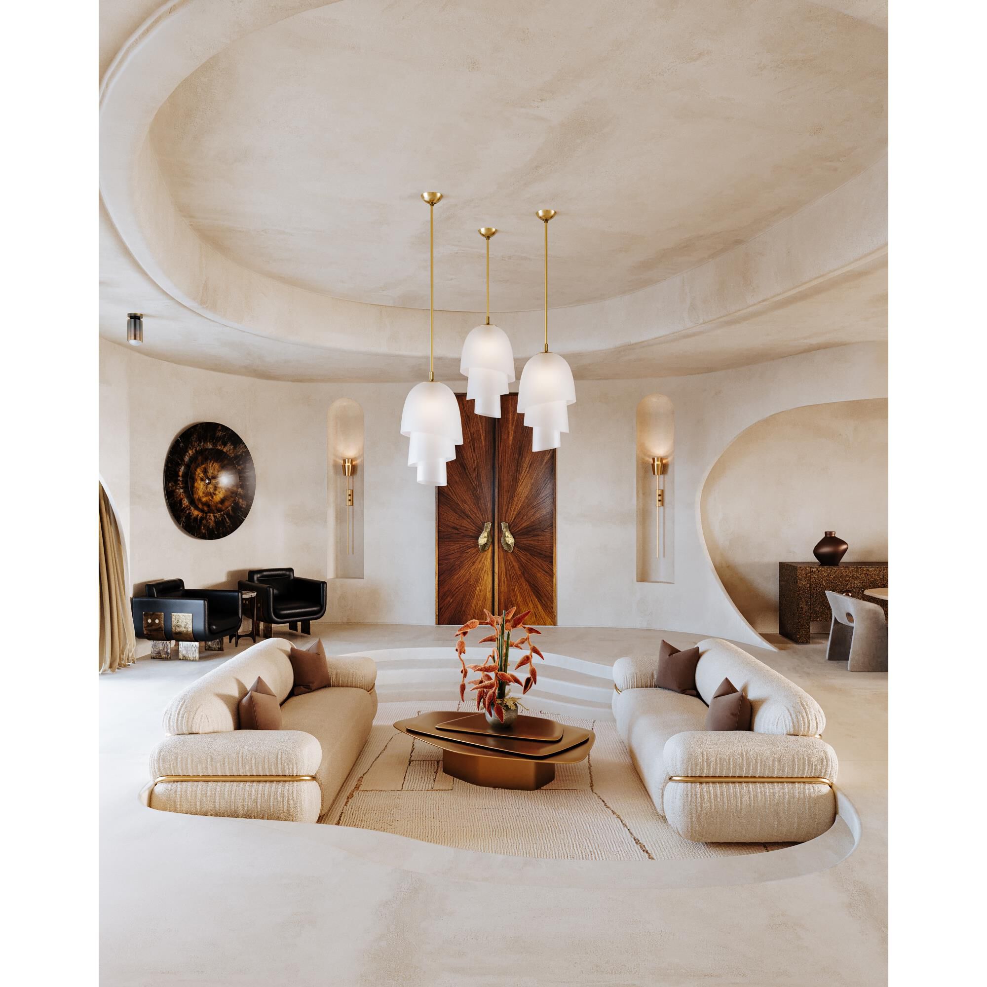 Shown in Gradient Brass finish and Clear Etched glass