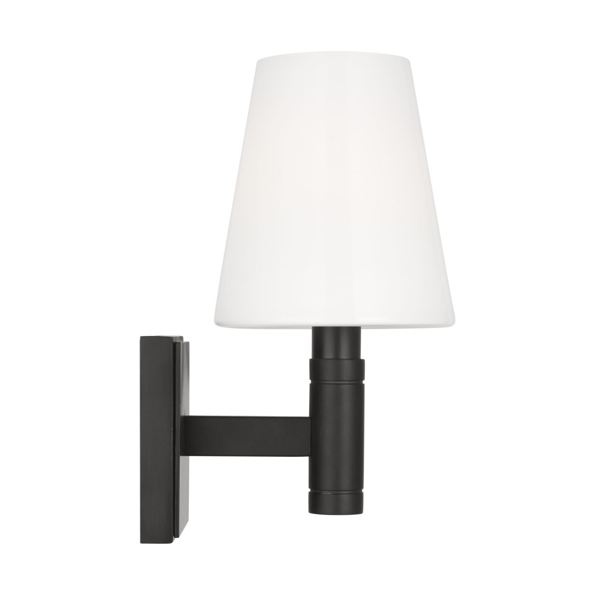 Shown in Aged Iron finish and Milk glass