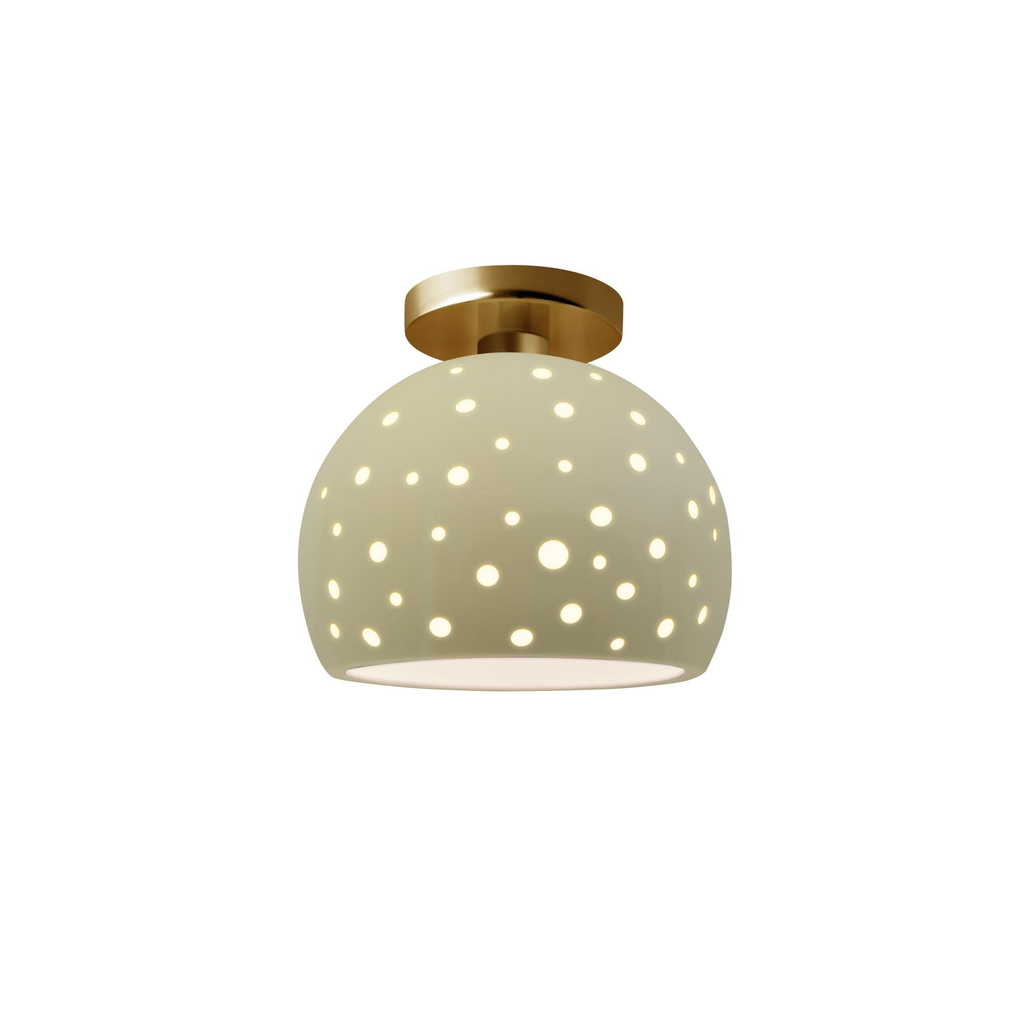 Shown in Brushed Brass finish and Vanilla shade