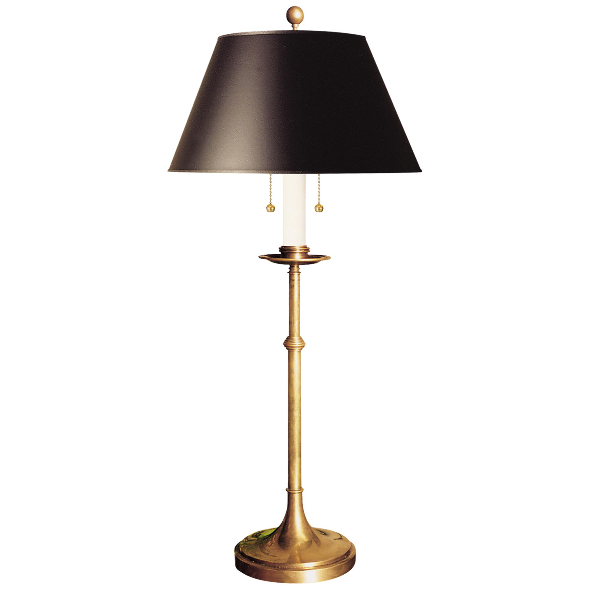Shown in Antique-Burnished Brass finish and Black shade