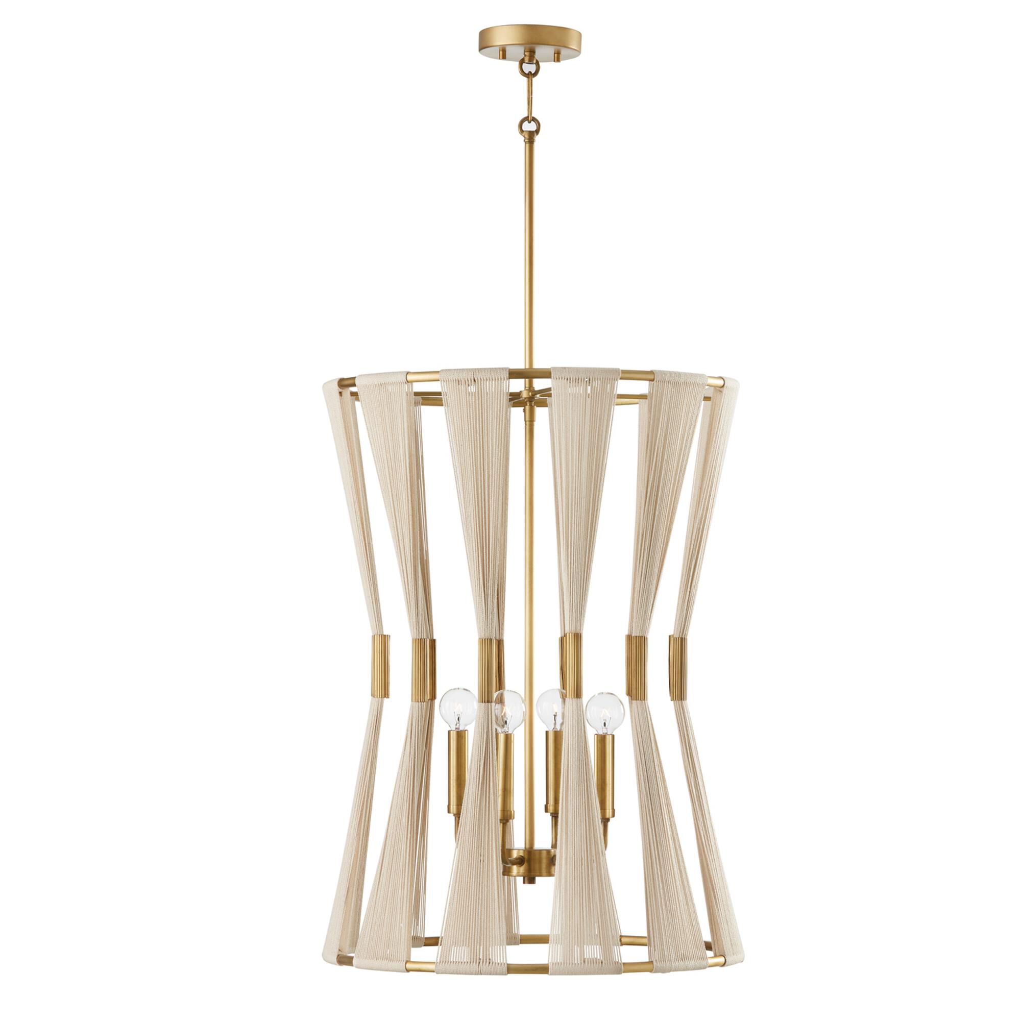 Shown in Bleached Natural Rope And Patinaed Brass finish