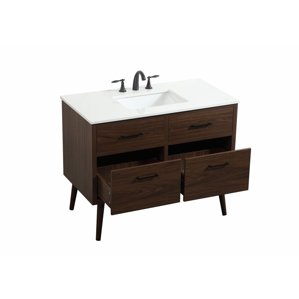 Shown in Walnut finish and Without Backsplash accent